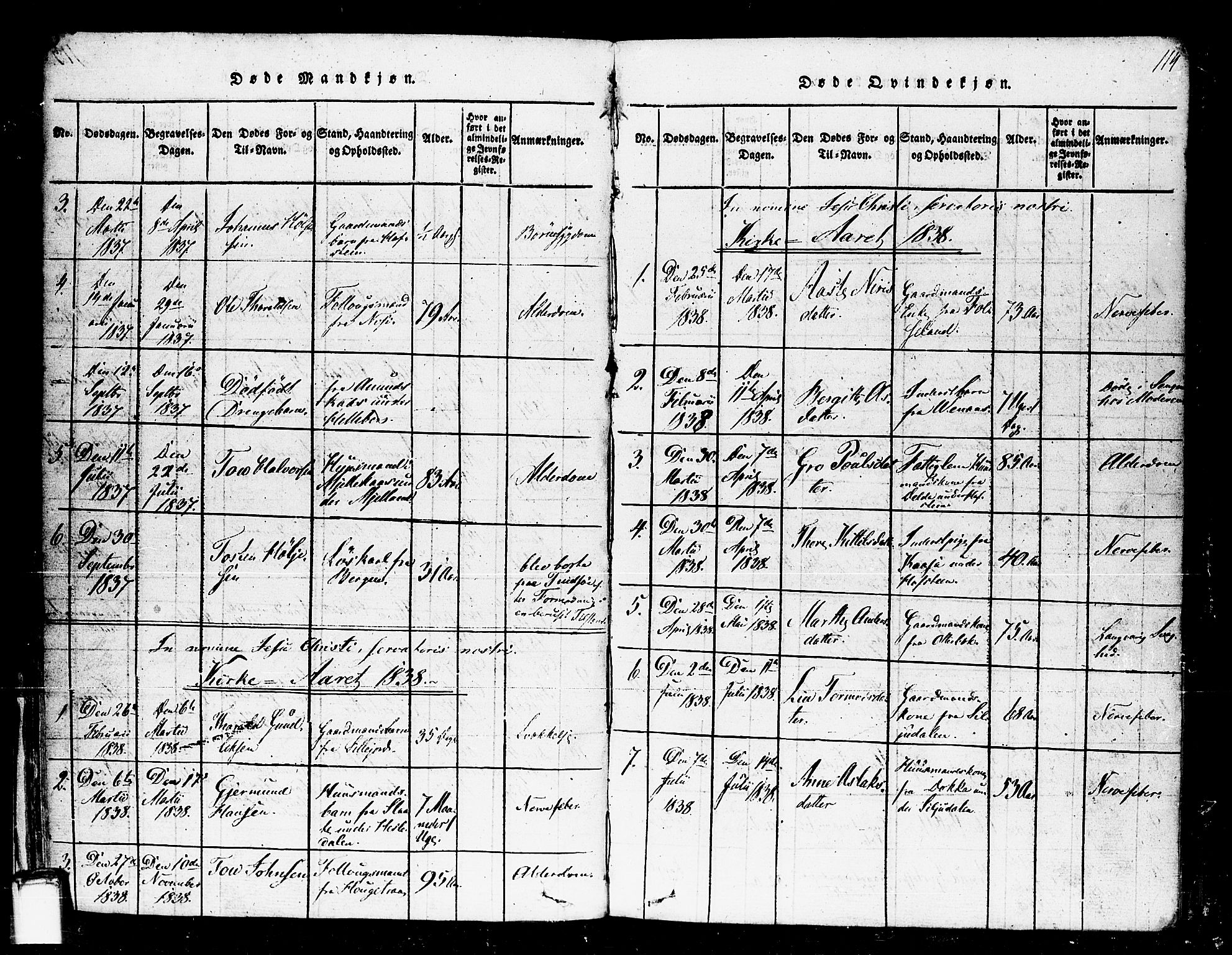 Gransherad kirkebøker, SAKO/A-267/F/Fa/L0001: Parish register (official) no. I 1, 1815-1843, p. 114