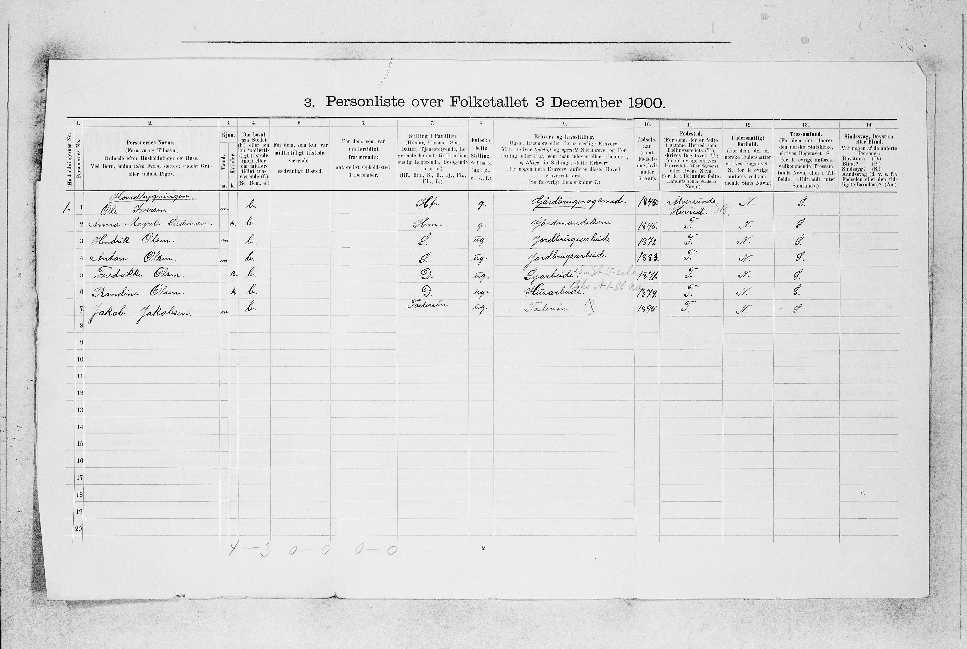 SAB, 1900 census for Hamre, 1900, p. 39