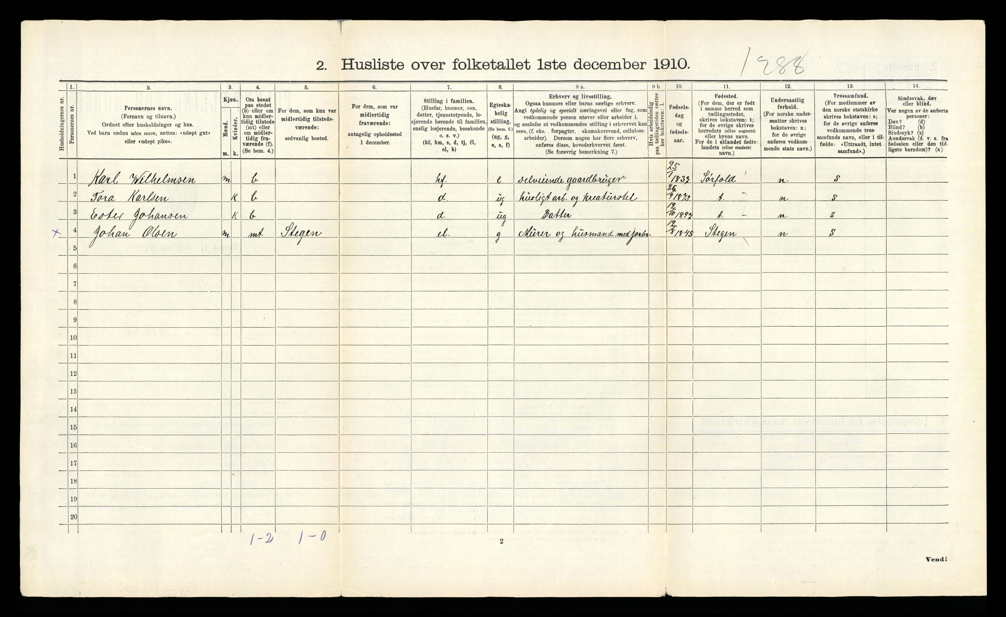 RA, 1910 census for Nordfold, 1910, p. 33