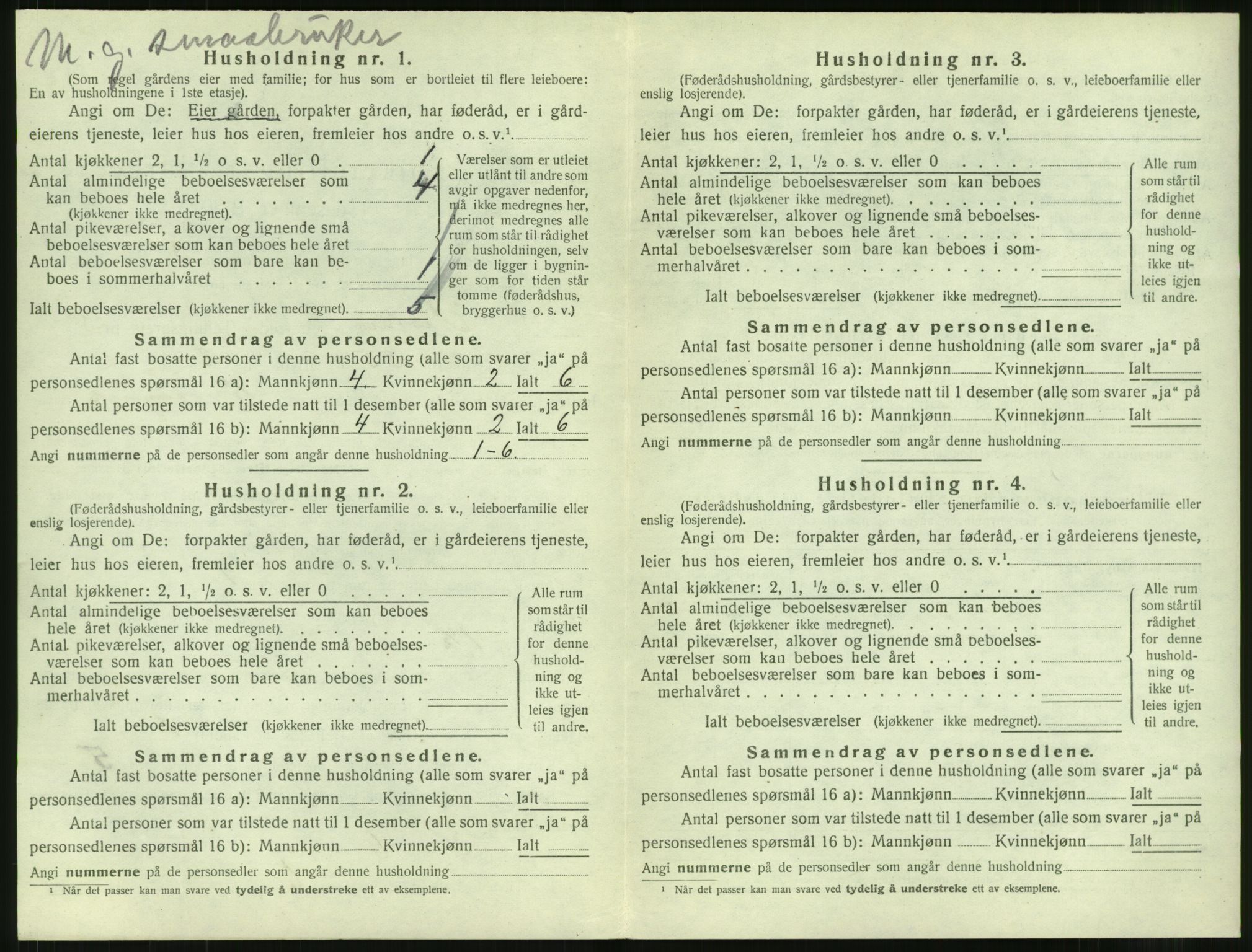 SAT, 1920 census for Vestnes, 1920, p. 584