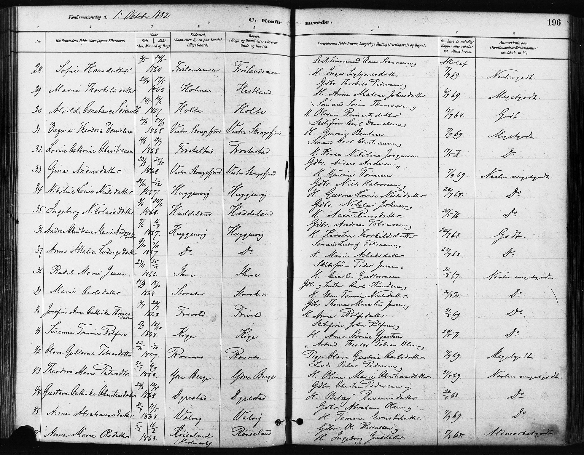 Mandal sokneprestkontor, AV/SAK-1111-0030/F/Fa/Faa/L0016: Parish register (official) no. A 16, 1880-1890, p. 196