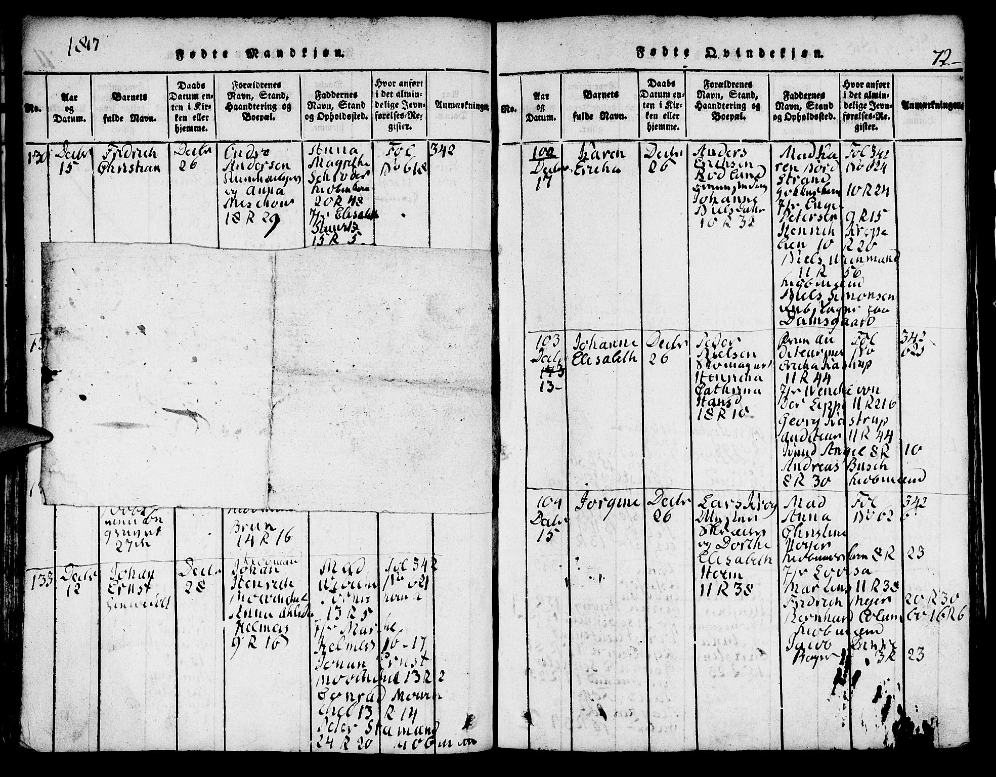 Domkirken sokneprestembete, AV/SAB-A-74801/H/Hab/L0001: Parish register (copy) no. A 1, 1816-1821, p. 72