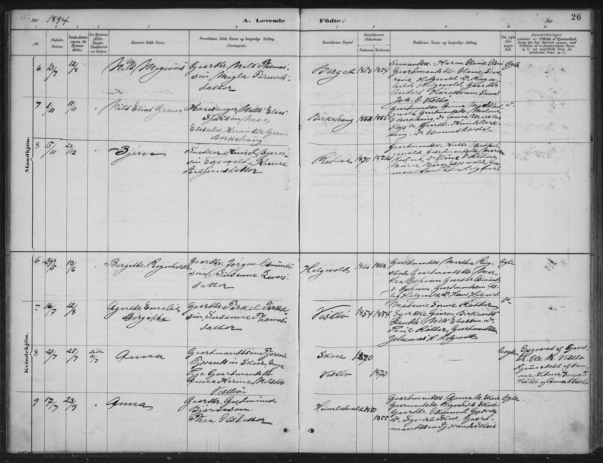 Vikedal sokneprestkontor, AV/SAST-A-101840/01/IV: Parish register (official) no. A 11, 1884-1933, p. 26