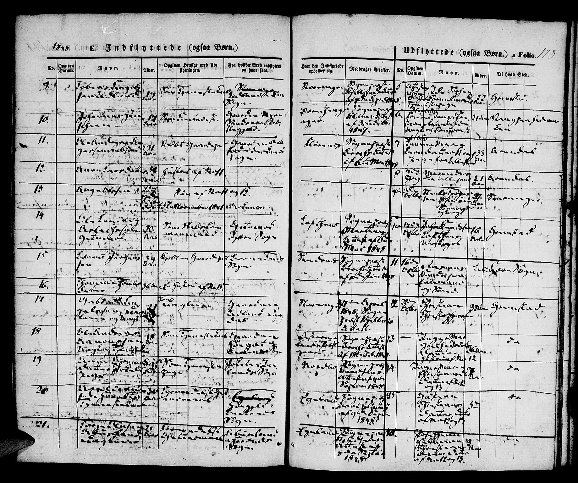 Vestre Moland sokneprestkontor, AV/SAK-1111-0046/F/Fa/Fab/L0005: Parish register (official) no. A 5, 1841-1849, p. 178