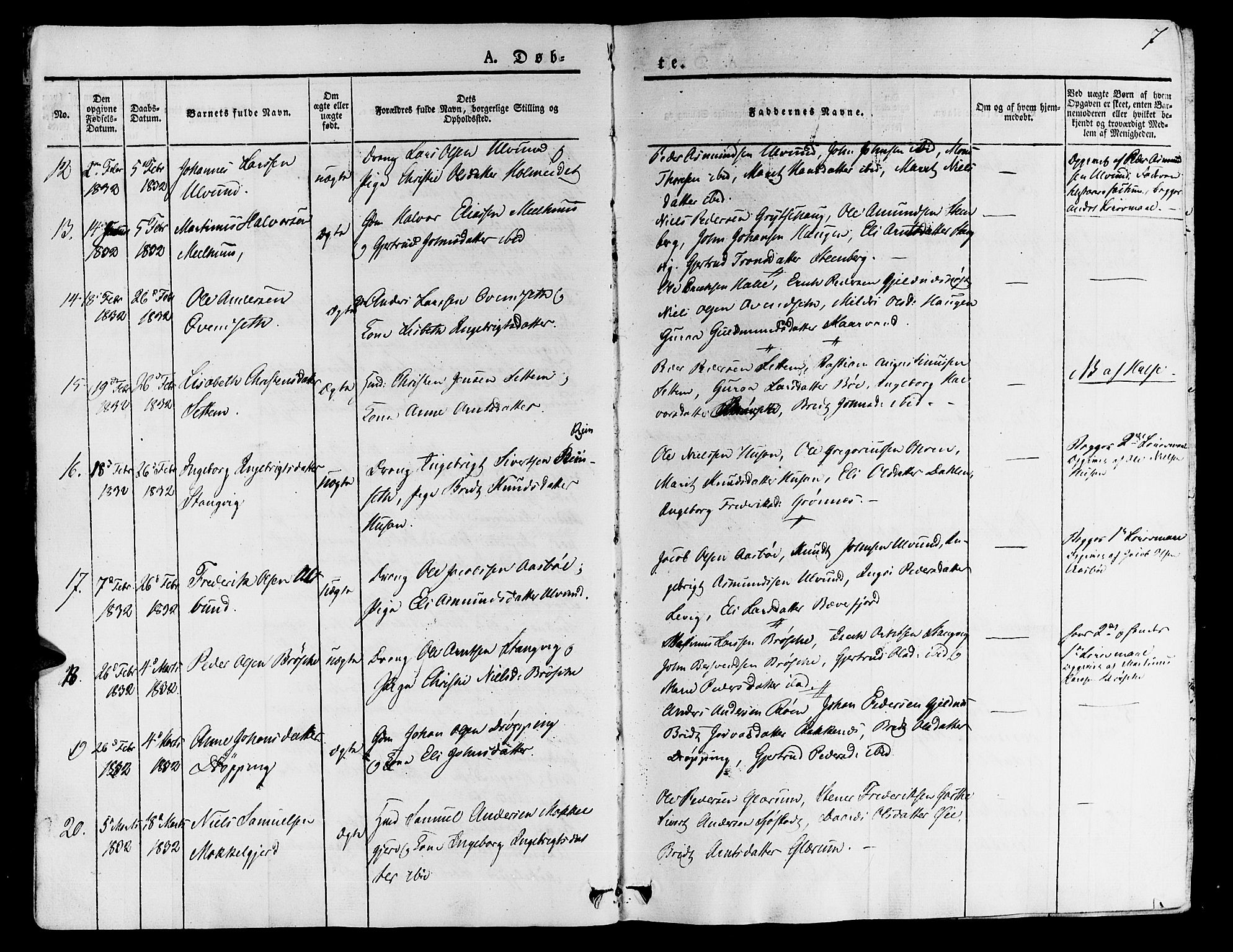 Ministerialprotokoller, klokkerbøker og fødselsregistre - Møre og Romsdal, AV/SAT-A-1454/592/L1024: Parish register (official) no. 592A03 /1, 1831-1849, p. 7