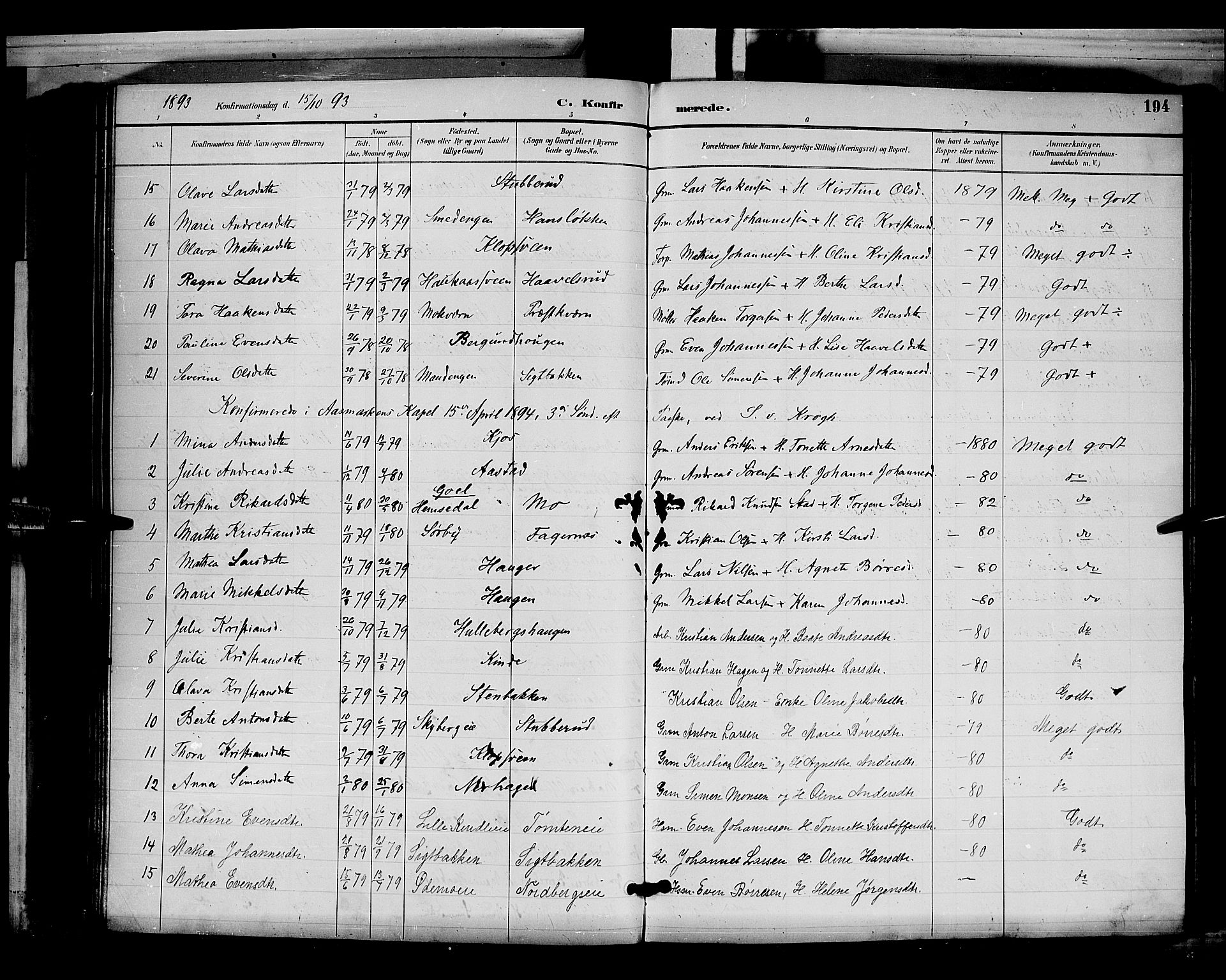 Ringsaker prestekontor, AV/SAH-PREST-014/L/La/L0012: Parish register (copy) no. 12, 1891-1902, p. 194