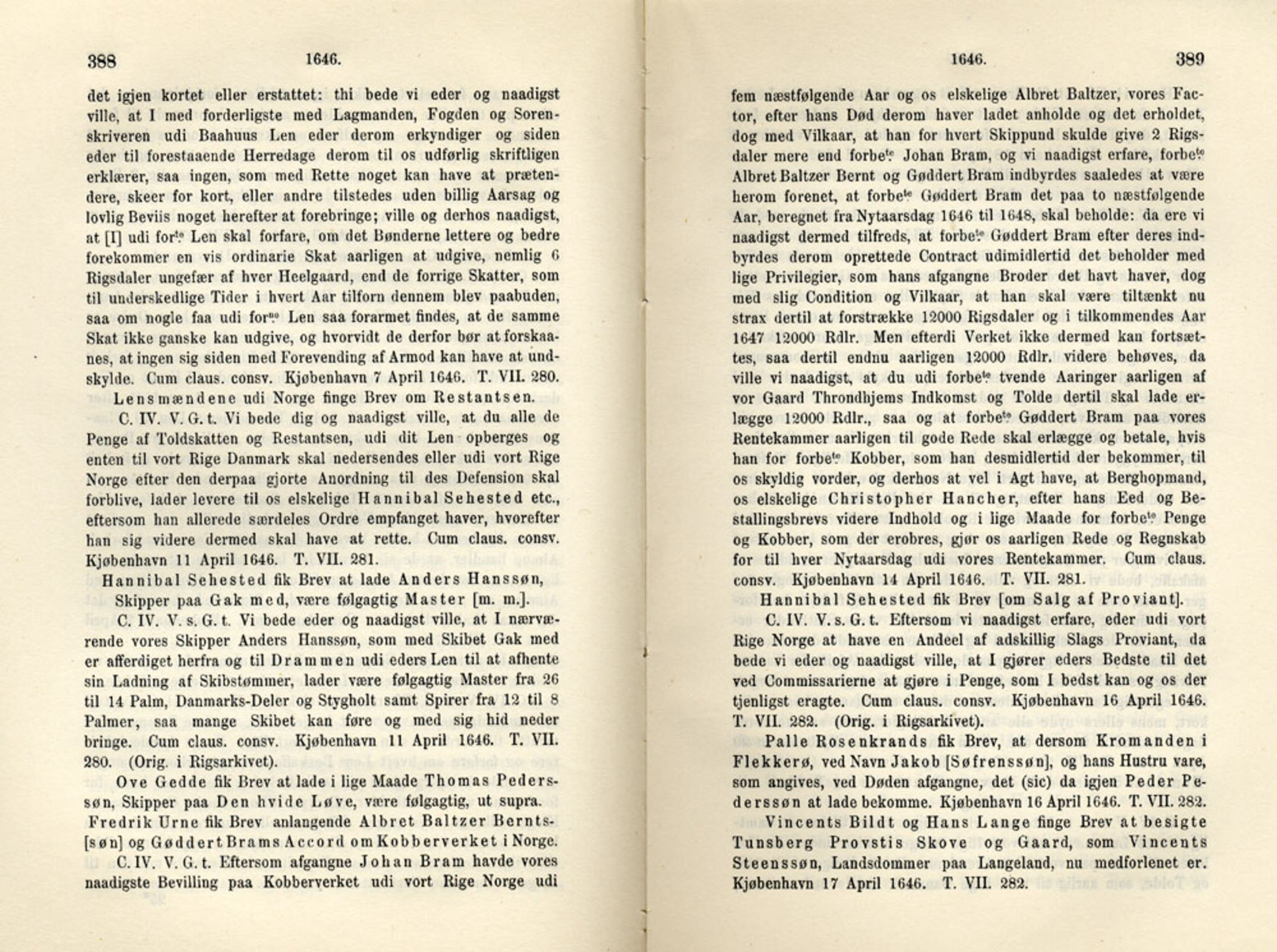 Publikasjoner utgitt av Det Norske Historiske Kildeskriftfond, PUBL/-/-/-: Norske Rigs-Registranter, bind 8, 1641-1648, p. 388-389