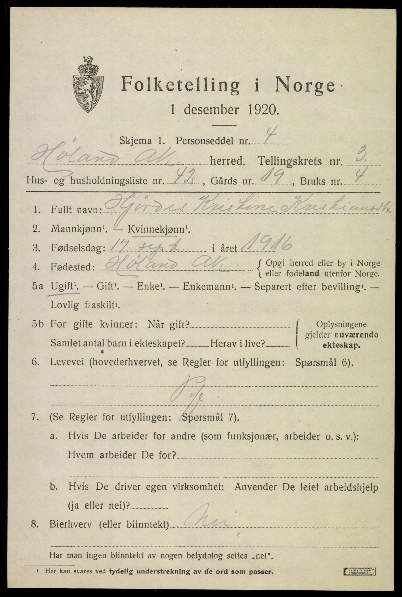 SAO, 1920 census for Høland, 1920, p. 5517