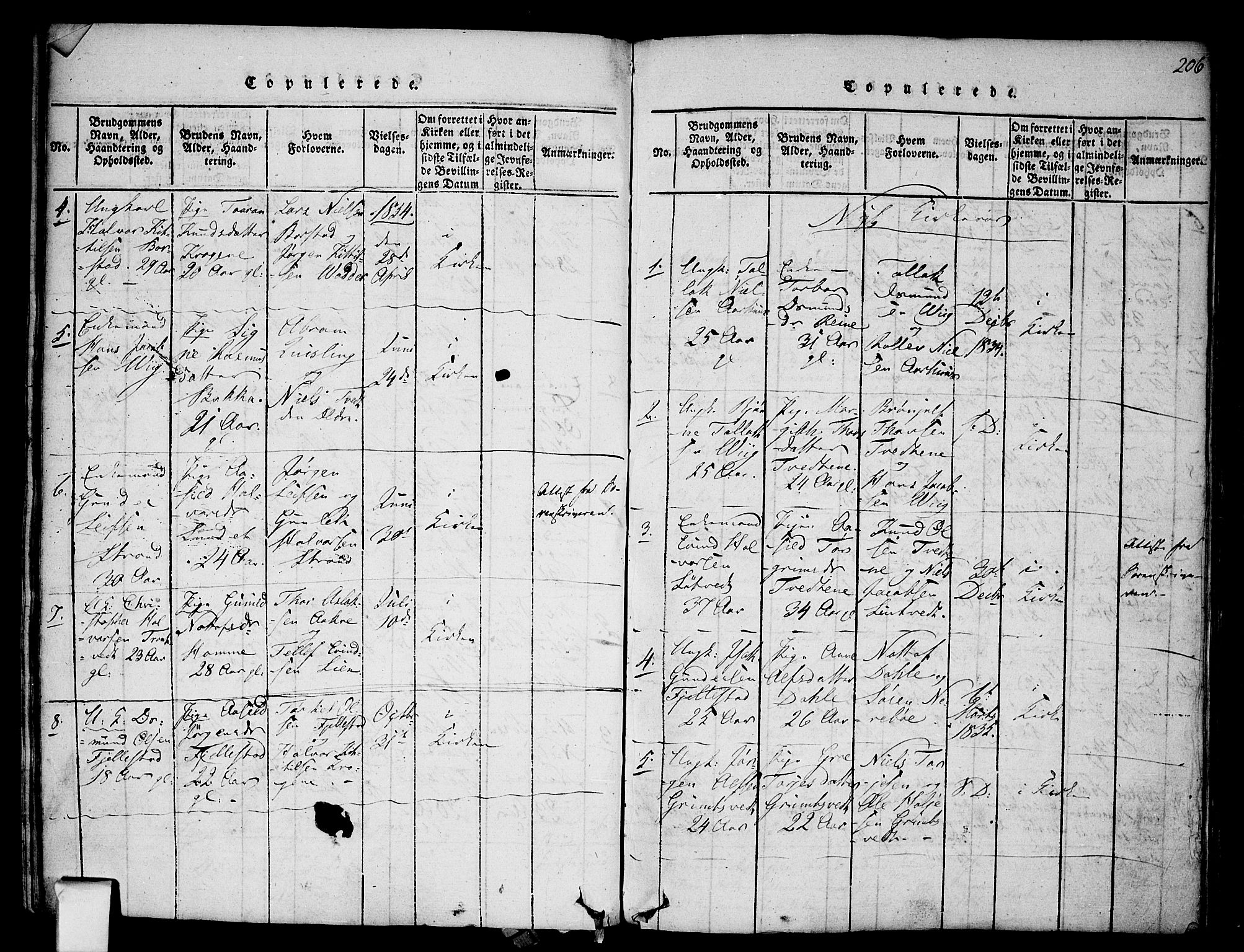 Nissedal kirkebøker, SAKO/A-288/F/Fa/L0002: Parish register (official) no. I 2, 1814-1845, p. 206
