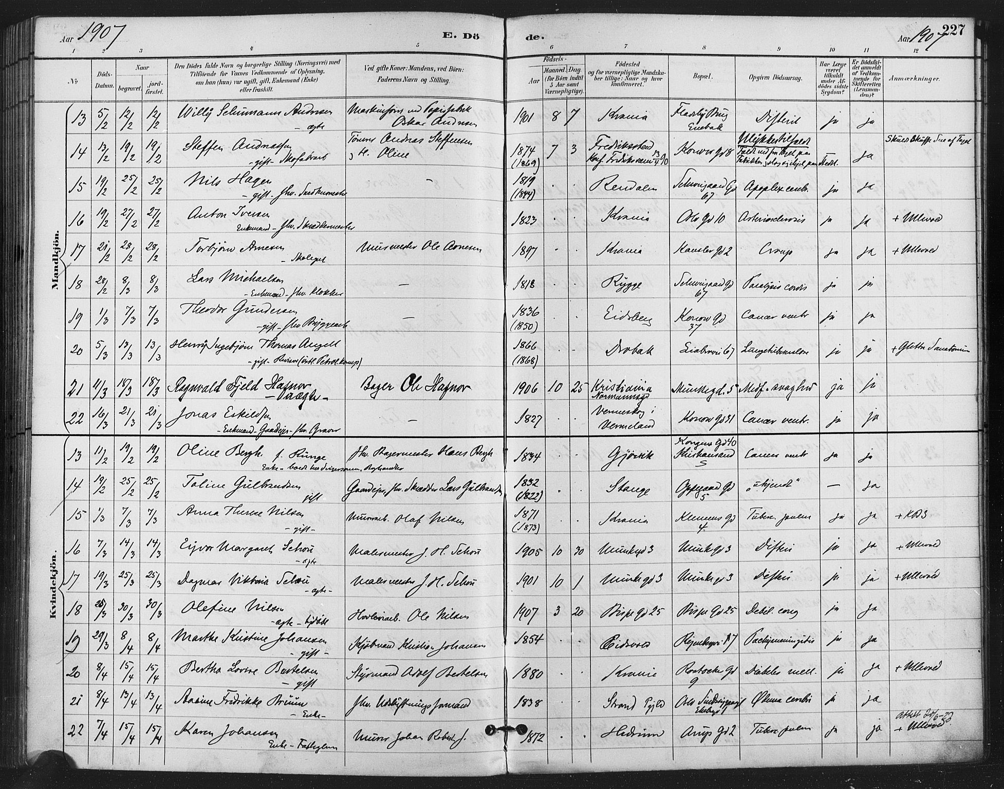 Gamlebyen prestekontor Kirkebøker, AV/SAO-A-10884/F/Fa/L0009: Parish register (official) no. 9, 1888-1909, p. 227