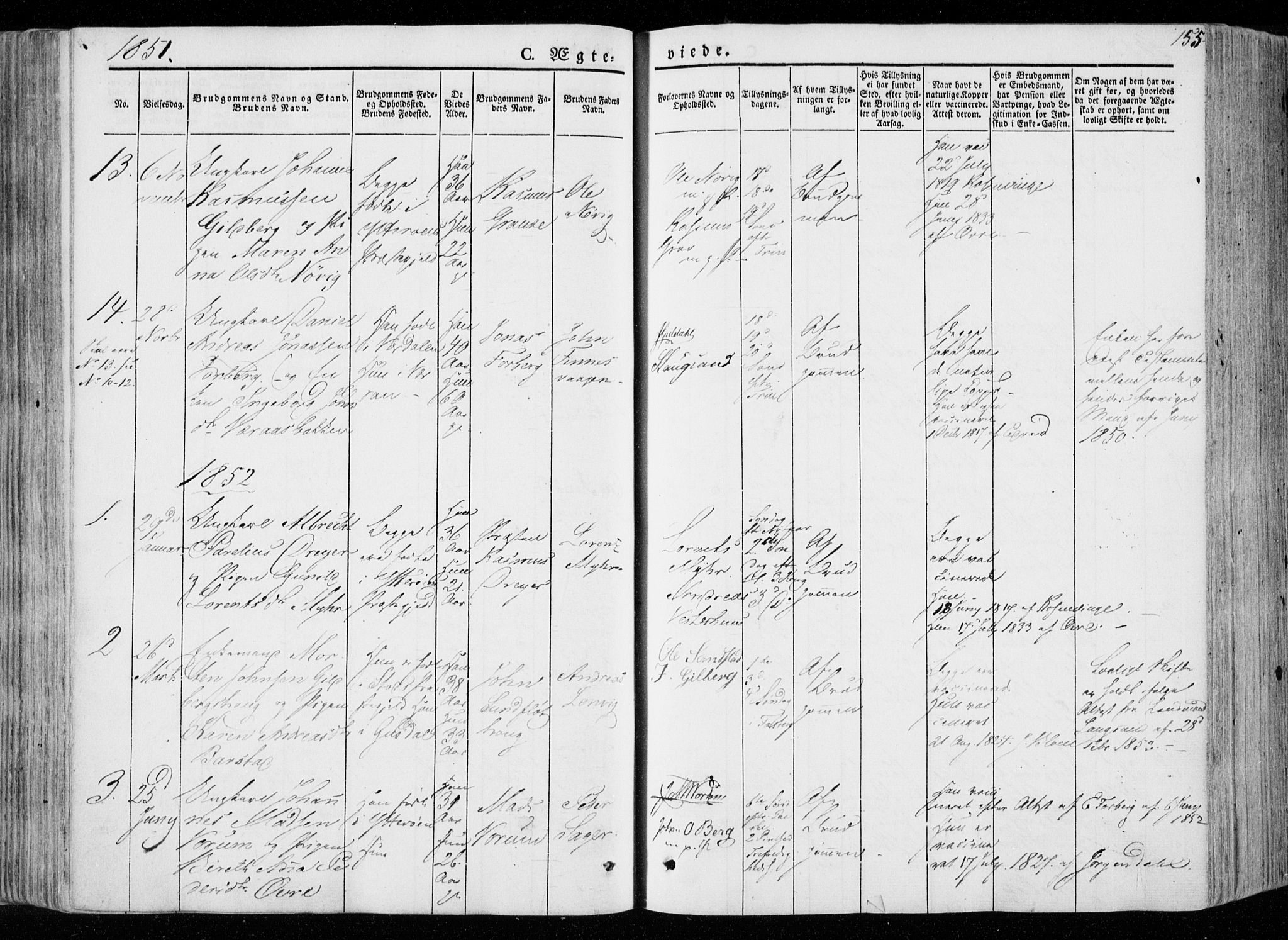 Ministerialprotokoller, klokkerbøker og fødselsregistre - Nord-Trøndelag, SAT/A-1458/722/L0218: Parish register (official) no. 722A05, 1843-1868, p. 155
