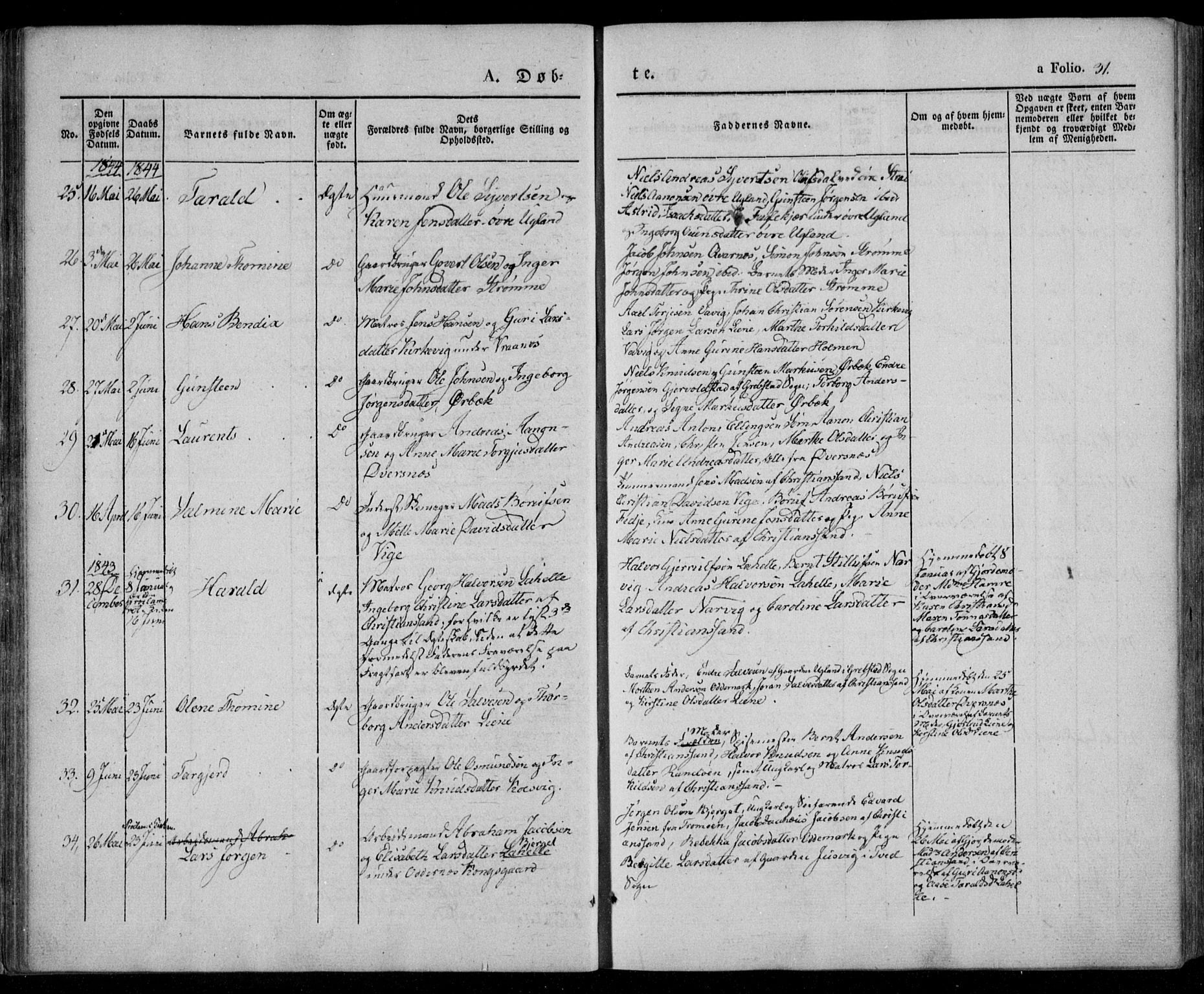 Oddernes sokneprestkontor, AV/SAK-1111-0033/F/Fa/Faa/L0006: Parish register (official) no. A 6, 1838-1851, p. 31