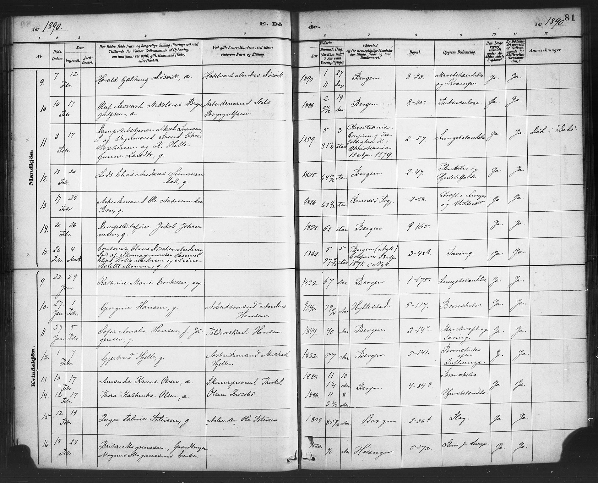 Nykirken Sokneprestembete, AV/SAB-A-77101/H/Haa/L0044: Parish register (official) no. E 4, 1882-1898, p. 81