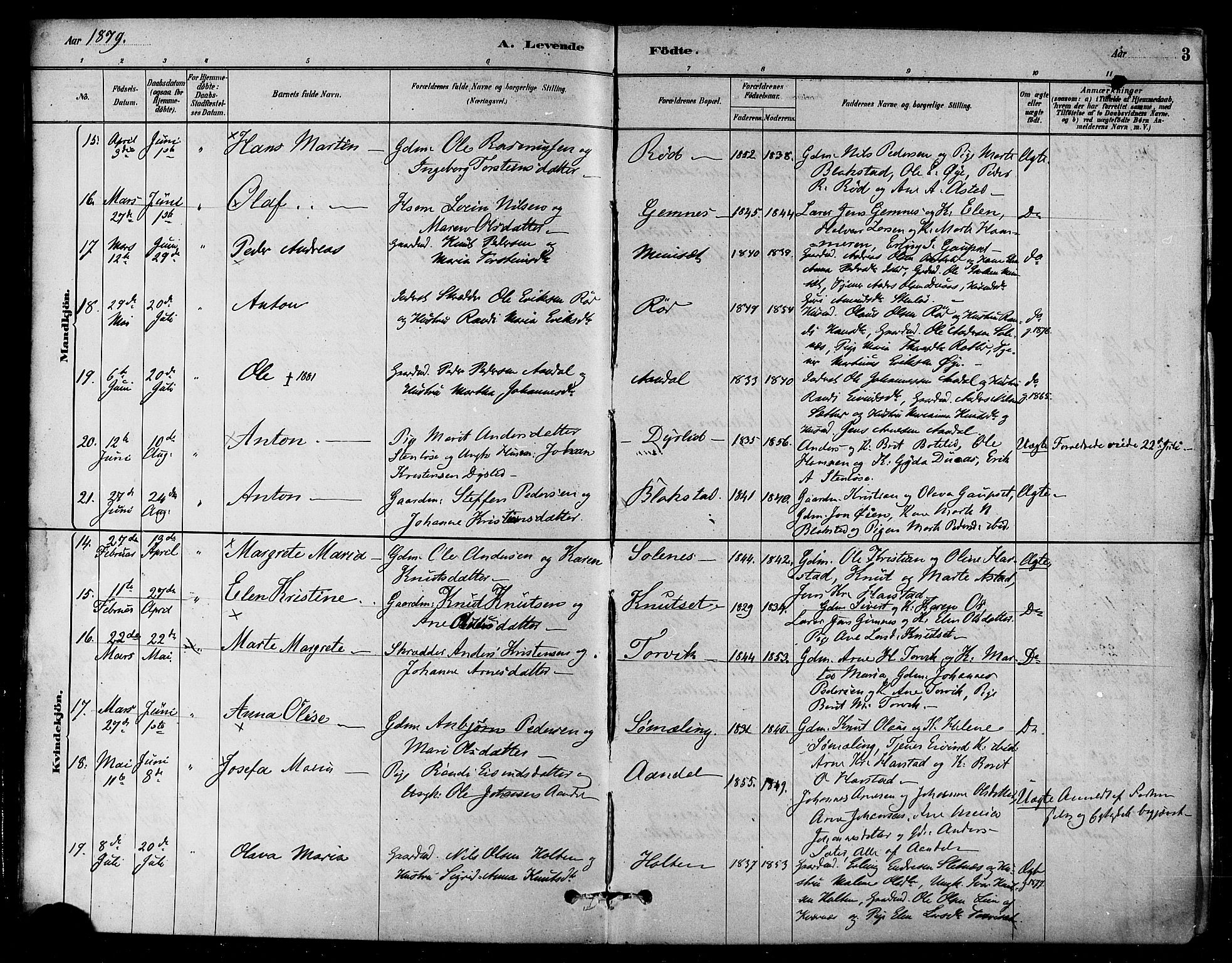 Ministerialprotokoller, klokkerbøker og fødselsregistre - Møre og Romsdal, AV/SAT-A-1454/584/L0967: Parish register (official) no. 584A07, 1879-1894, p. 3