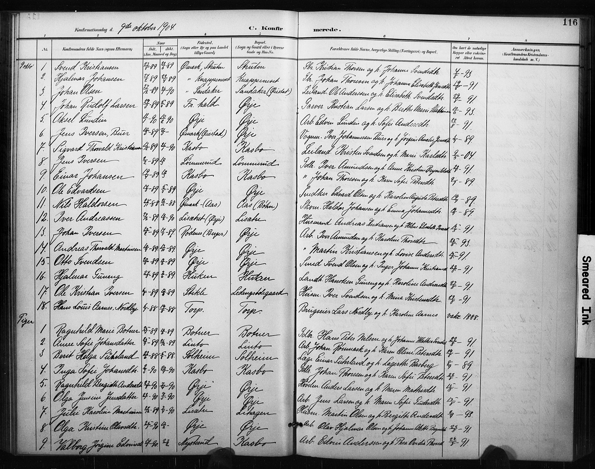 Aremark prestekontor Kirkebøker, AV/SAO-A-10899/G/Gb/L0001: Parish register (copy) no. II 1, 1901-1927, p. 116