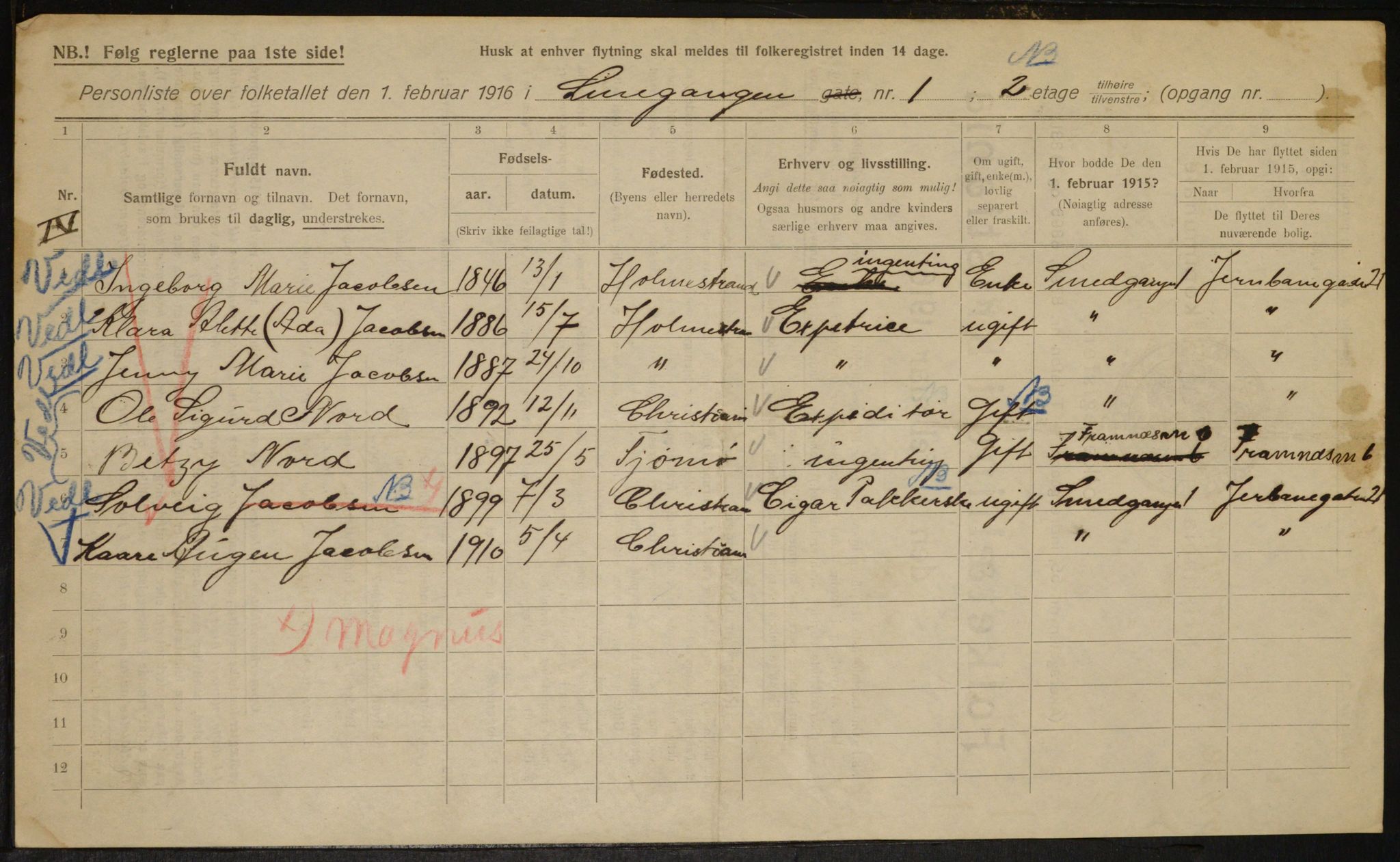 OBA, Municipal Census 1916 for Kristiania, 1916, p. 99558