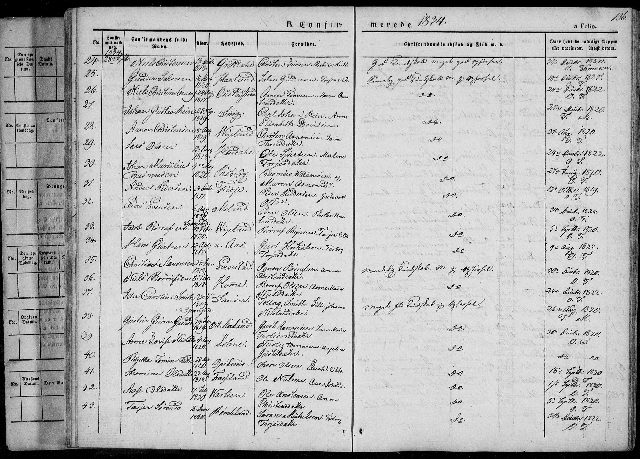 Sør-Audnedal sokneprestkontor, AV/SAK-1111-0039/F/Fa/Fab/L0006: Parish register (official) no. A 6, 1829-1855, p. 136