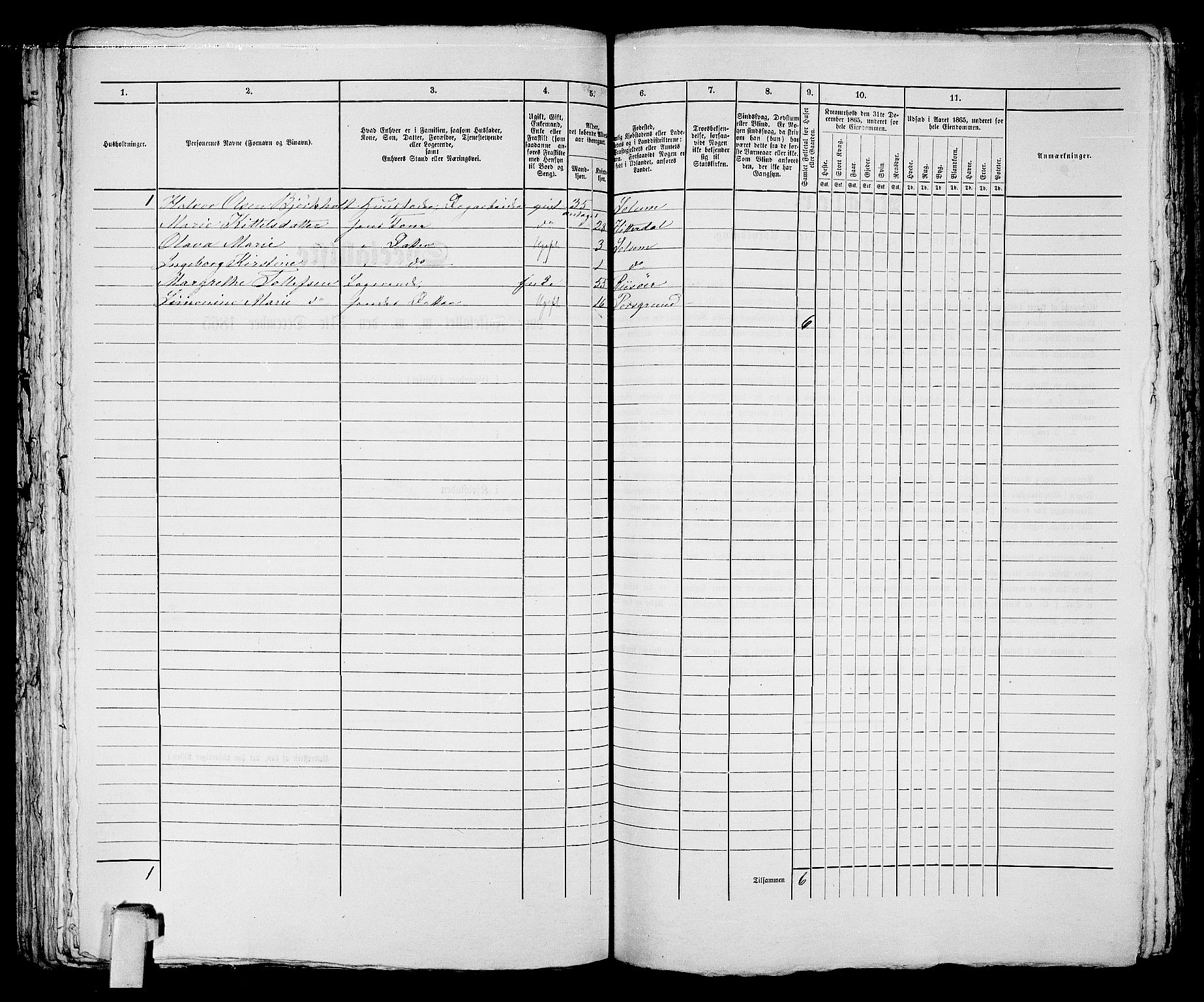 RA, 1865 census for Porsgrunn, 1865, p. 181