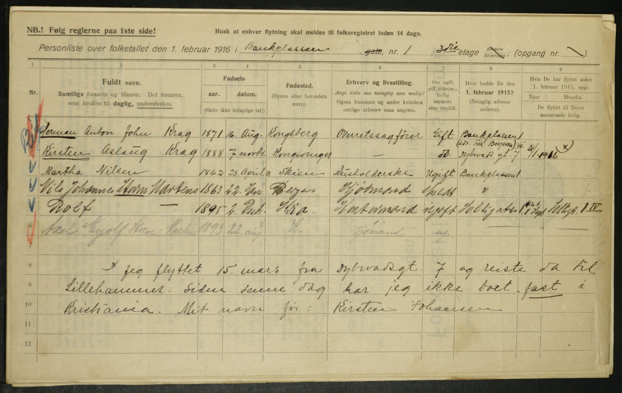 OBA, Municipal Census 1916 for Kristiania, 1916, p. 3410