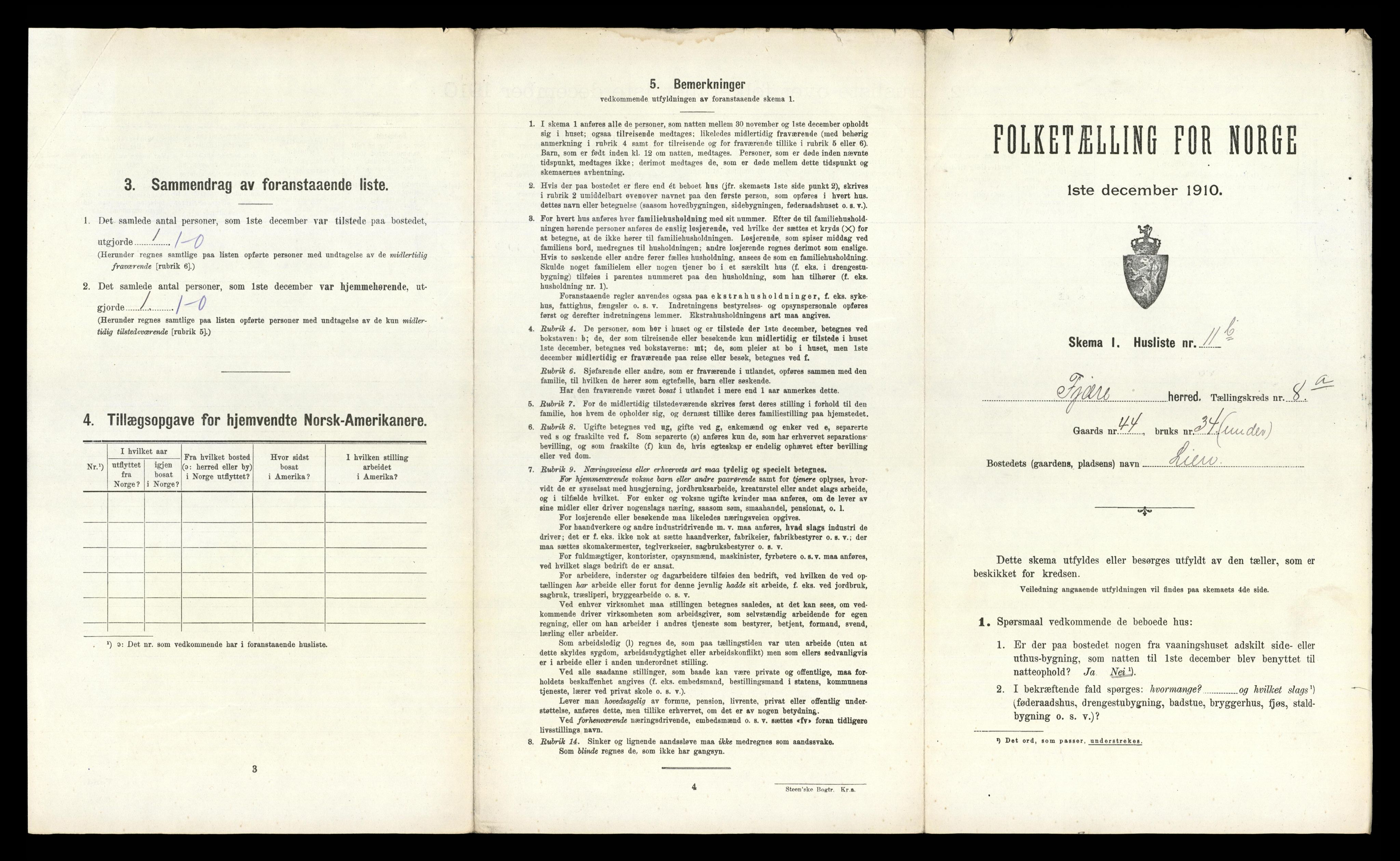 RA, 1910 census for Fjære, 1910, p. 1831