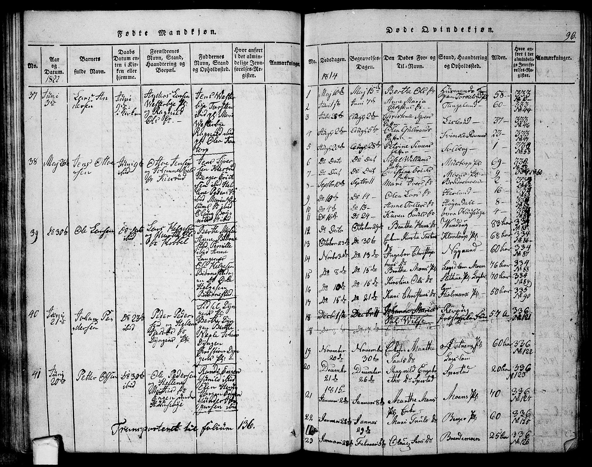 Eidsberg prestekontor Kirkebøker, SAO/A-10905/G/Ga/L0001: Parish register (copy) no. I 1, 1814-1831, p. 96