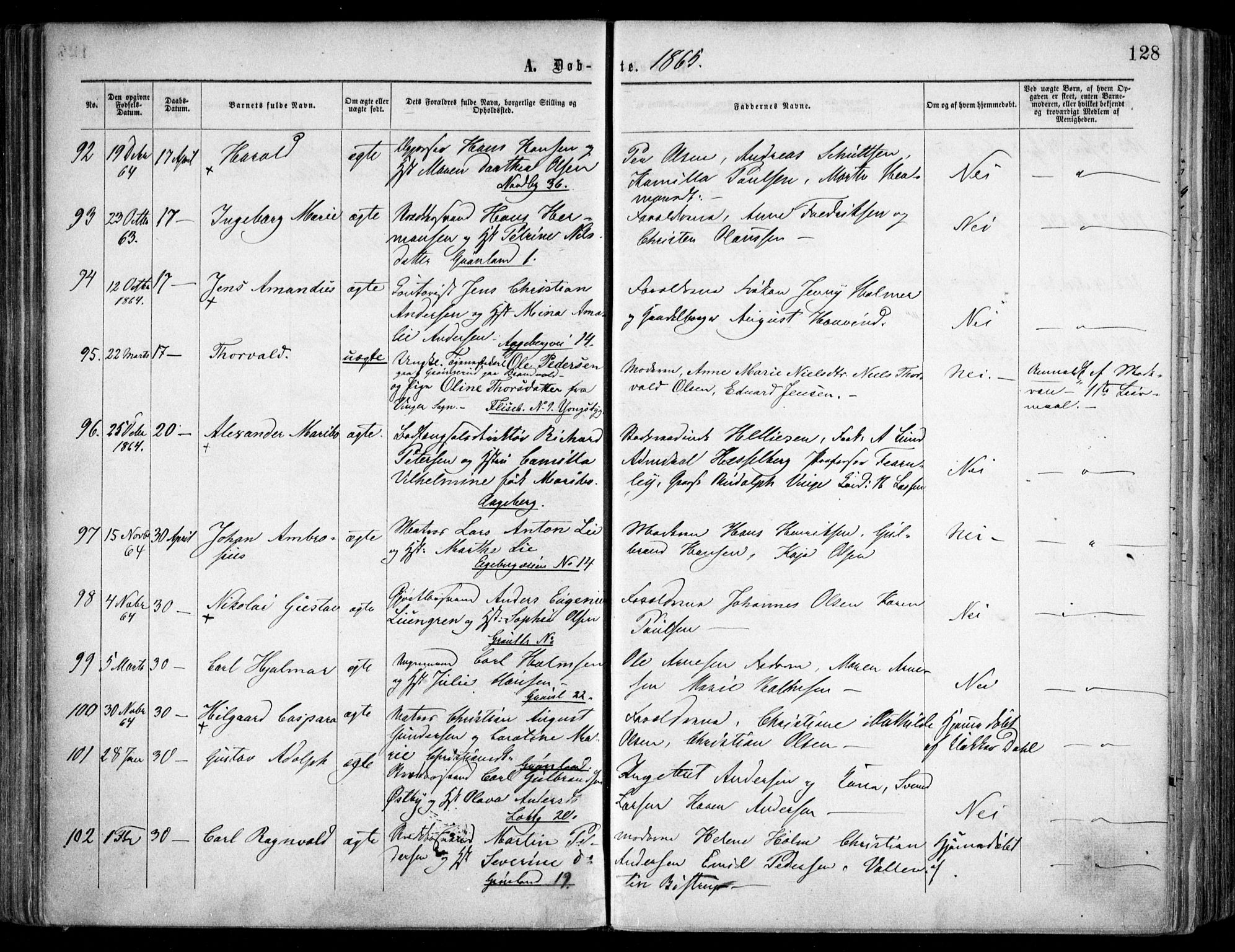Grønland prestekontor Kirkebøker, SAO/A-10848/F/Fa/L0002: Parish register (official) no. 2, 1862-1868, p. 128