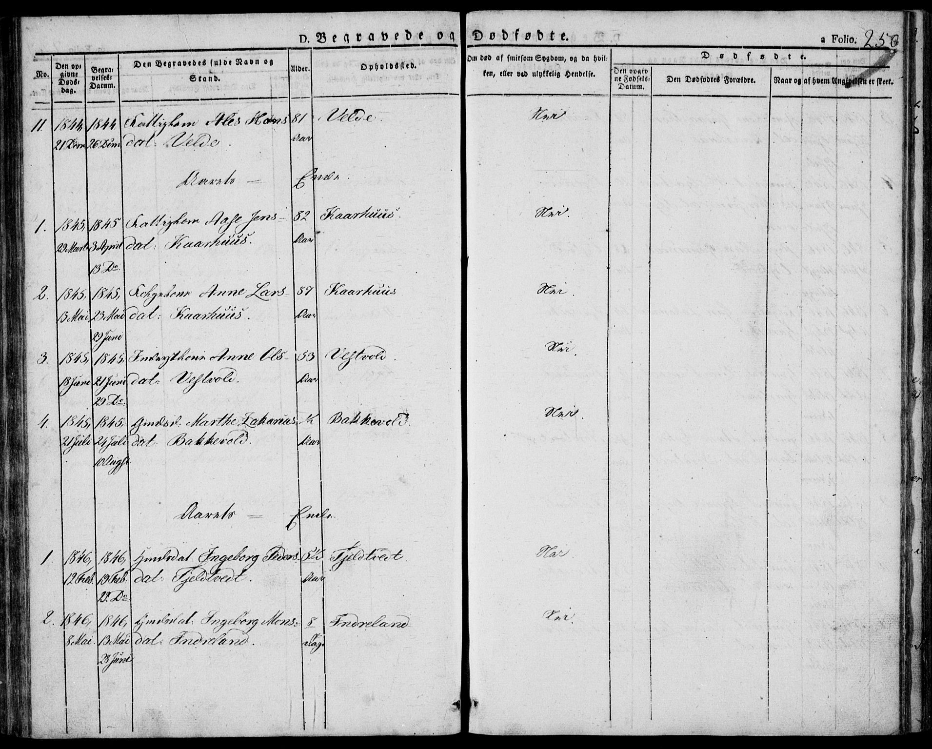 Skjold sokneprestkontor, AV/SAST-A-101847/H/Ha/Haa/L0005: Parish register (official) no. A 5, 1830-1856, p. 250