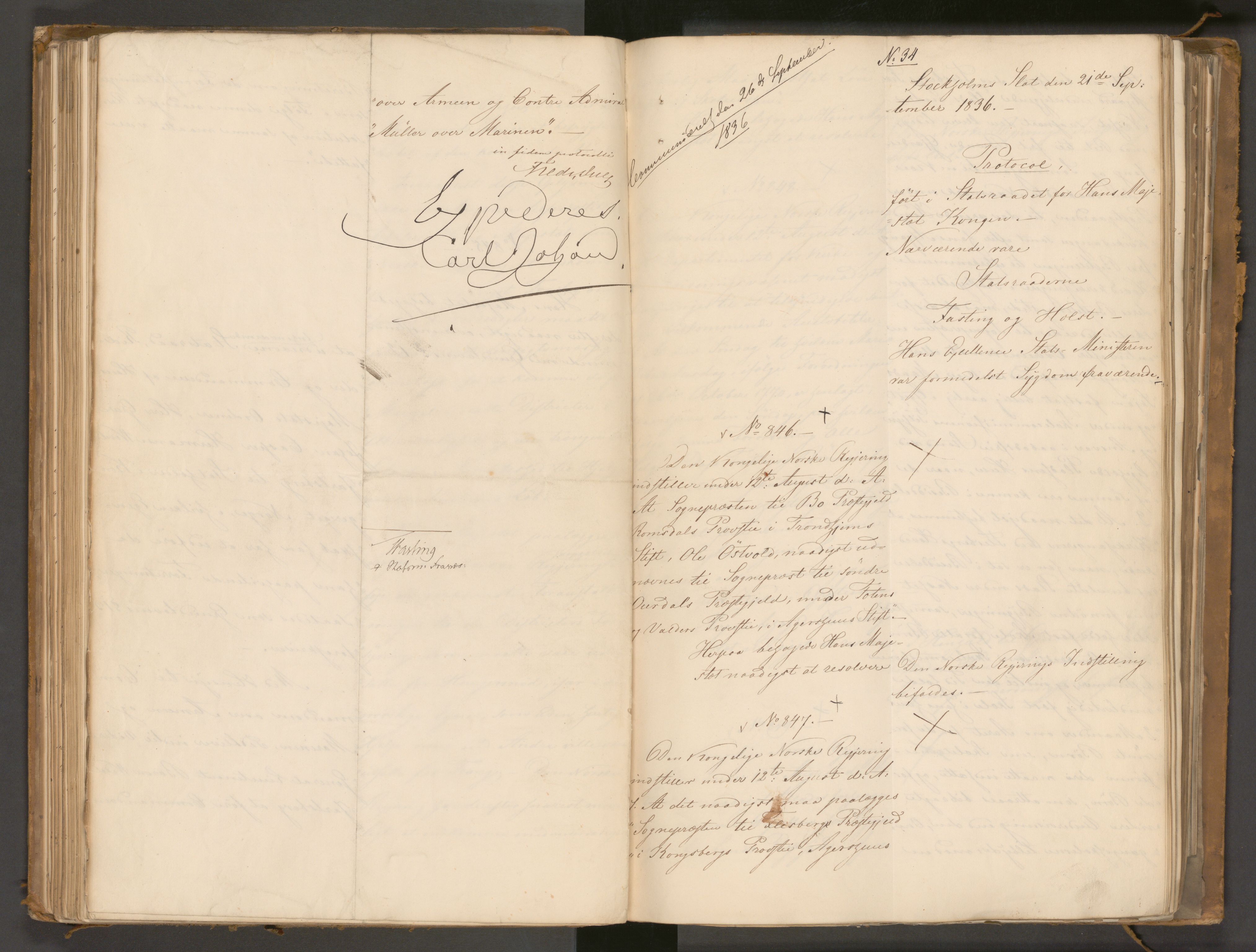 Statsrådssekretariatet, AV/RA-S-1001/A/Ab/L0043: Kgl. res. nr. 632-1192, 2. halvår, 1836