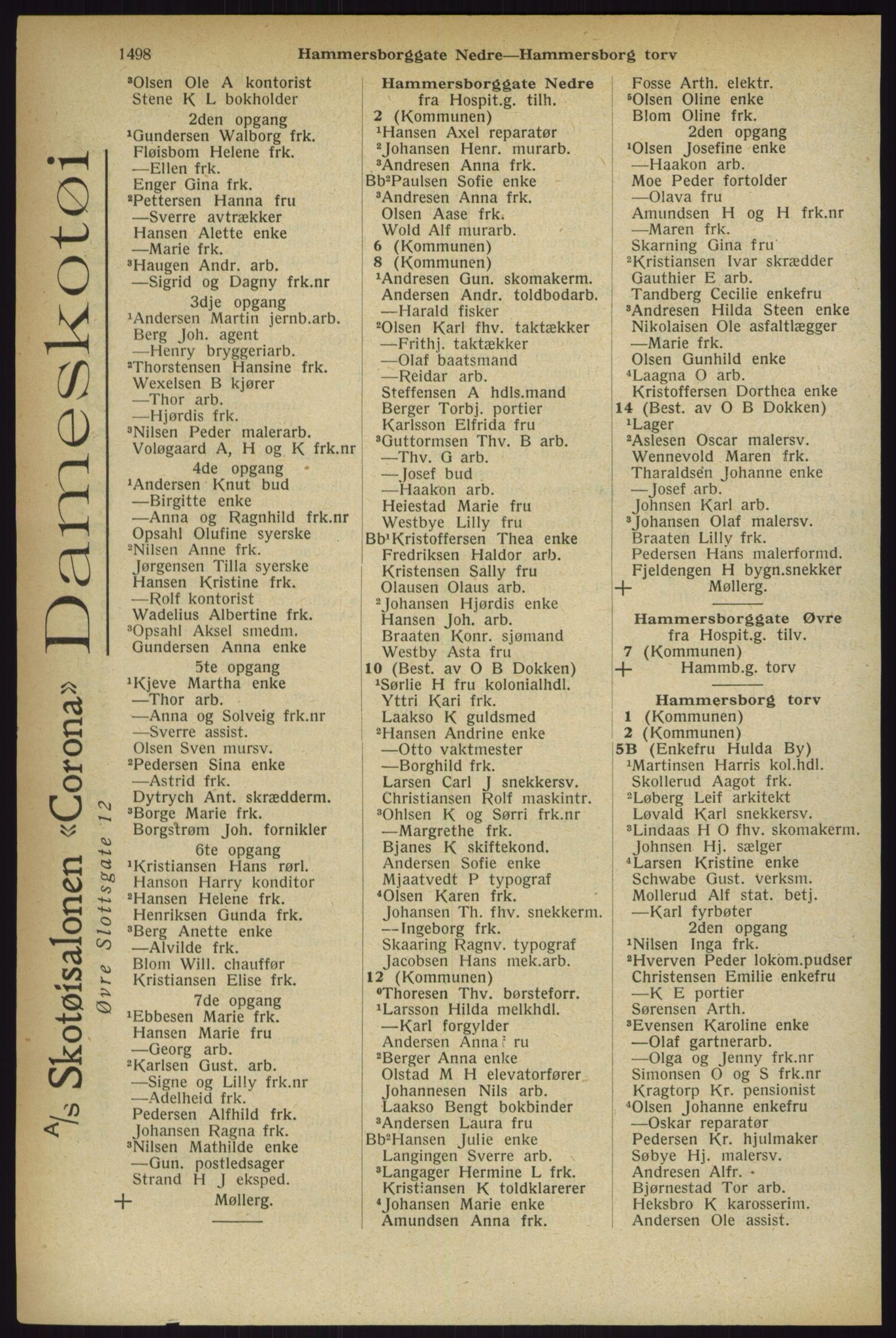 Kristiania/Oslo adressebok, PUBL/-, 1927, p. 1498