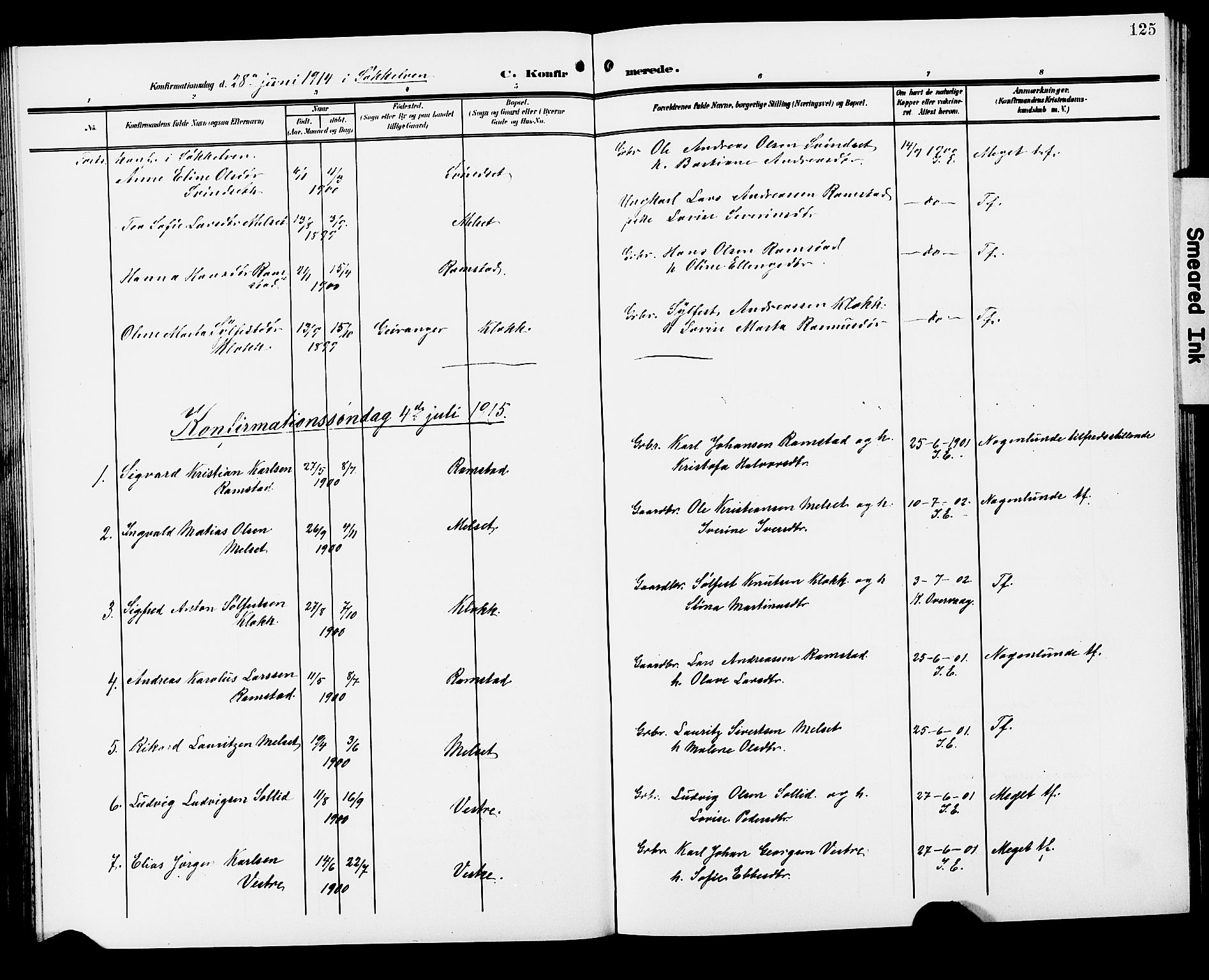 Ministerialprotokoller, klokkerbøker og fødselsregistre - Møre og Romsdal, SAT/A-1454/522/L0328: Parish register (copy) no. 522C07, 1909-1925, p. 125