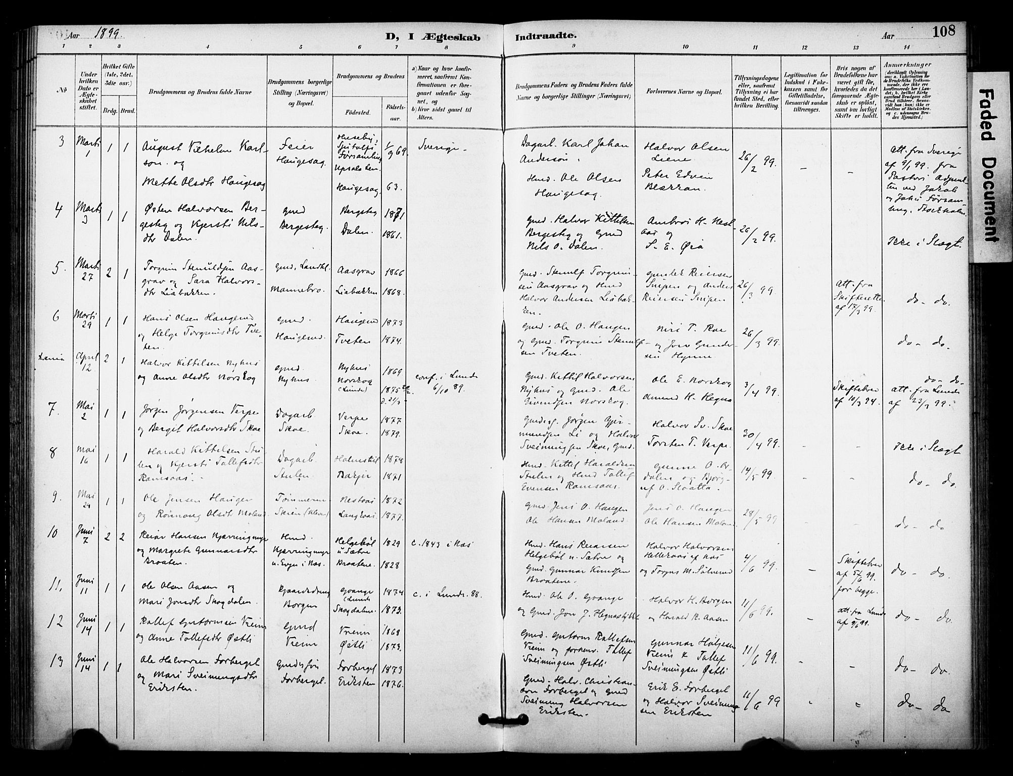 Bø kirkebøker, SAKO/A-257/F/Fa/L0011: Parish register (official) no. 11, 1892-1900, p. 108
