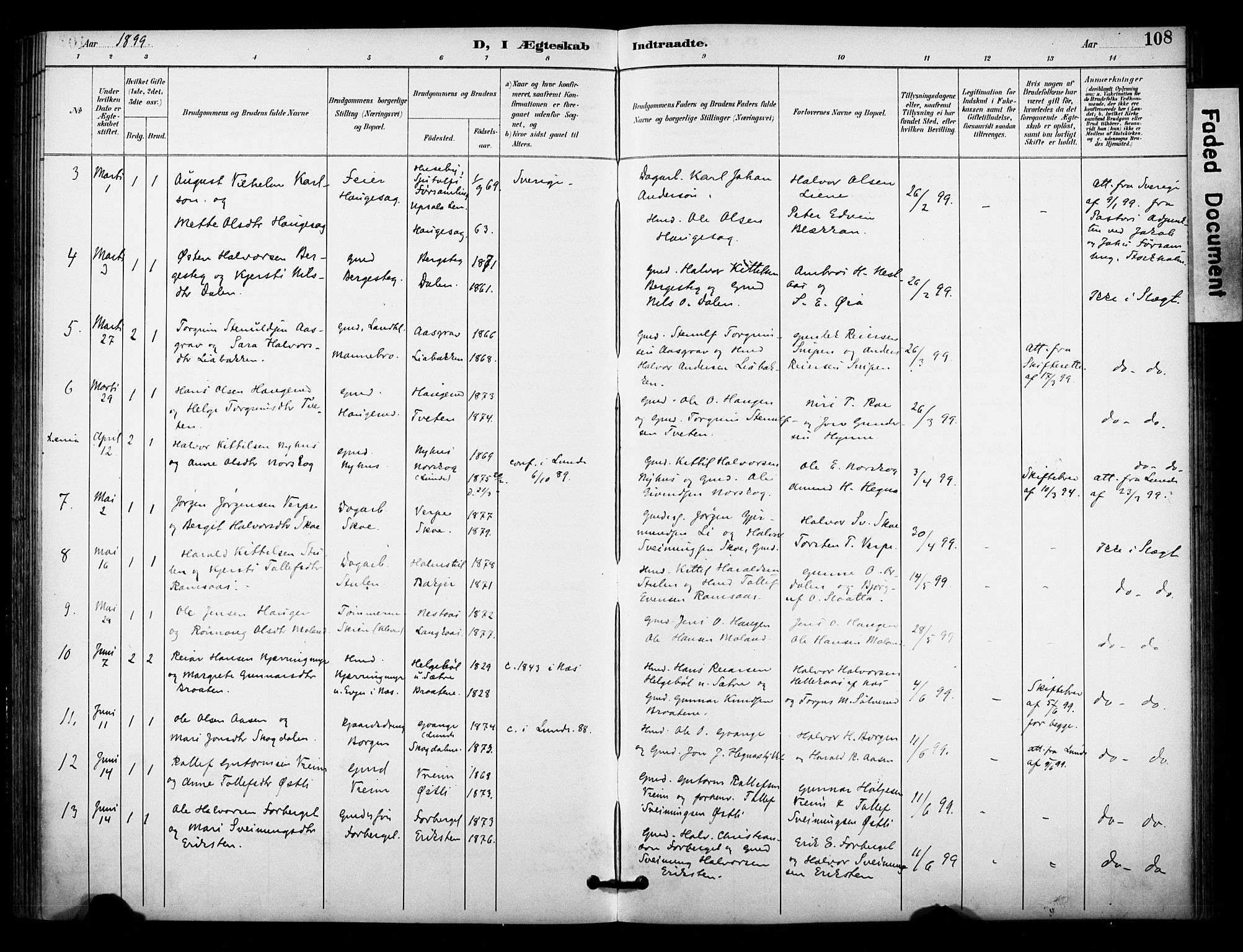 Bø kirkebøker, AV/SAKO-A-257/F/Fa/L0011: Parish register (official) no. 11, 1892-1900, p. 108