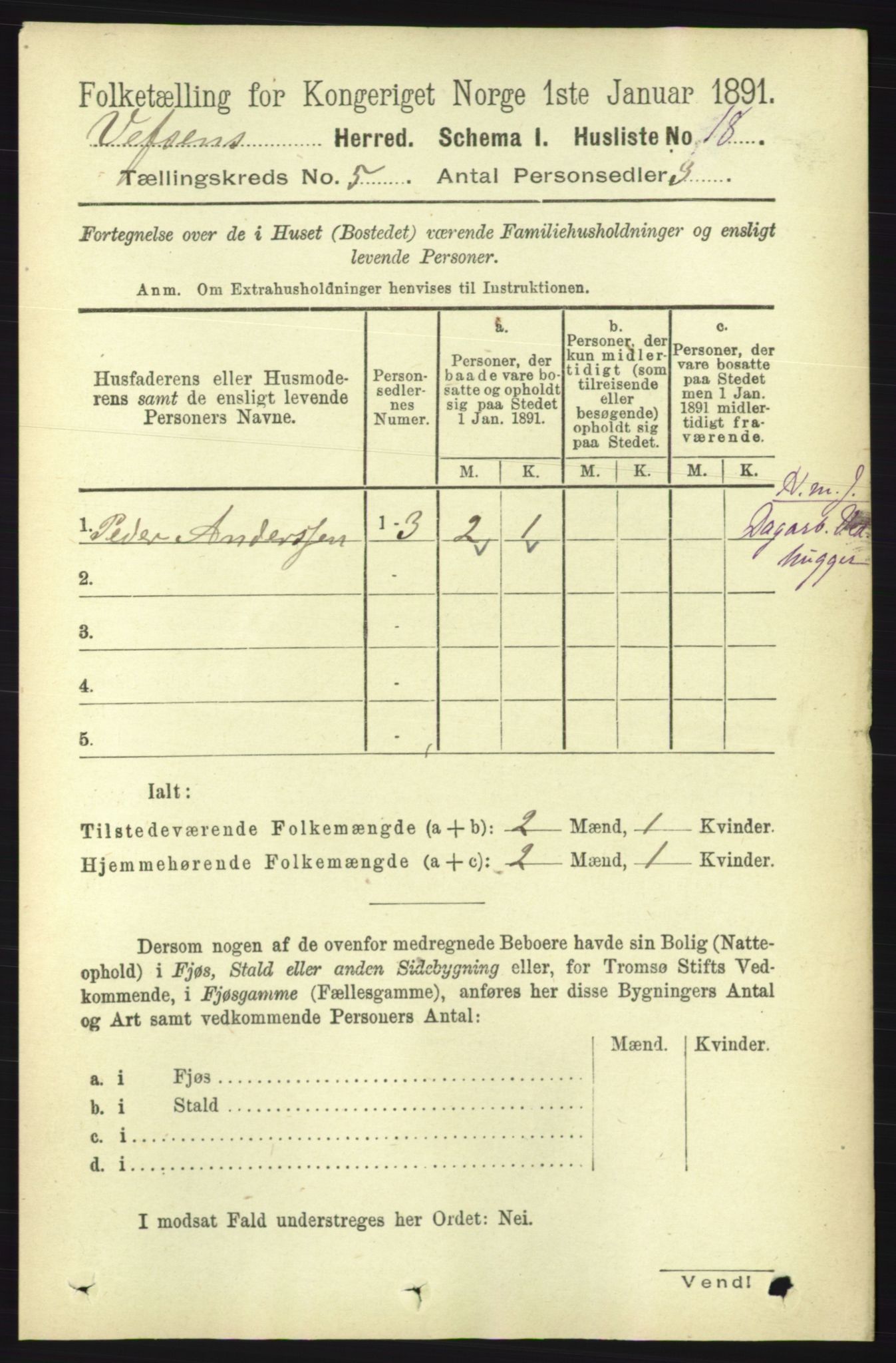 RA, 1891 census for 1824 Vefsn, 1891, p. 2019