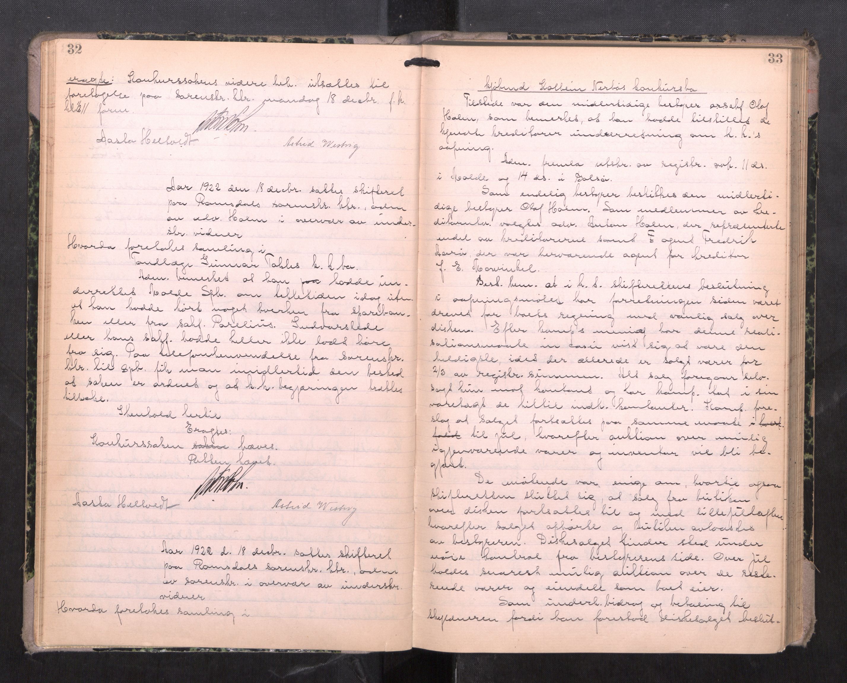 Romsdal sorenskriveri, AV/SAT-A-4149/1/3/3B/L0009: Skiftebehandlingsprotokoll, 1922-1928, p. 32-33