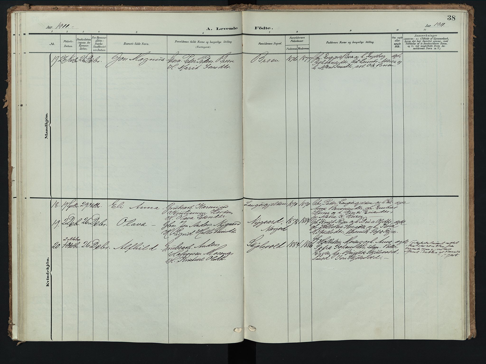 Tolga prestekontor, AV/SAH-PREST-062/K/L0009: Parish register (official) no. 9, 1903-1928, p. 38