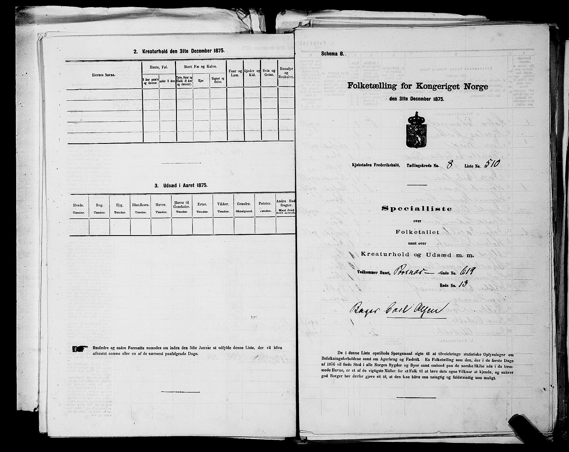 RA, 1875 census for 0101P Fredrikshald, 1875, p. 1131