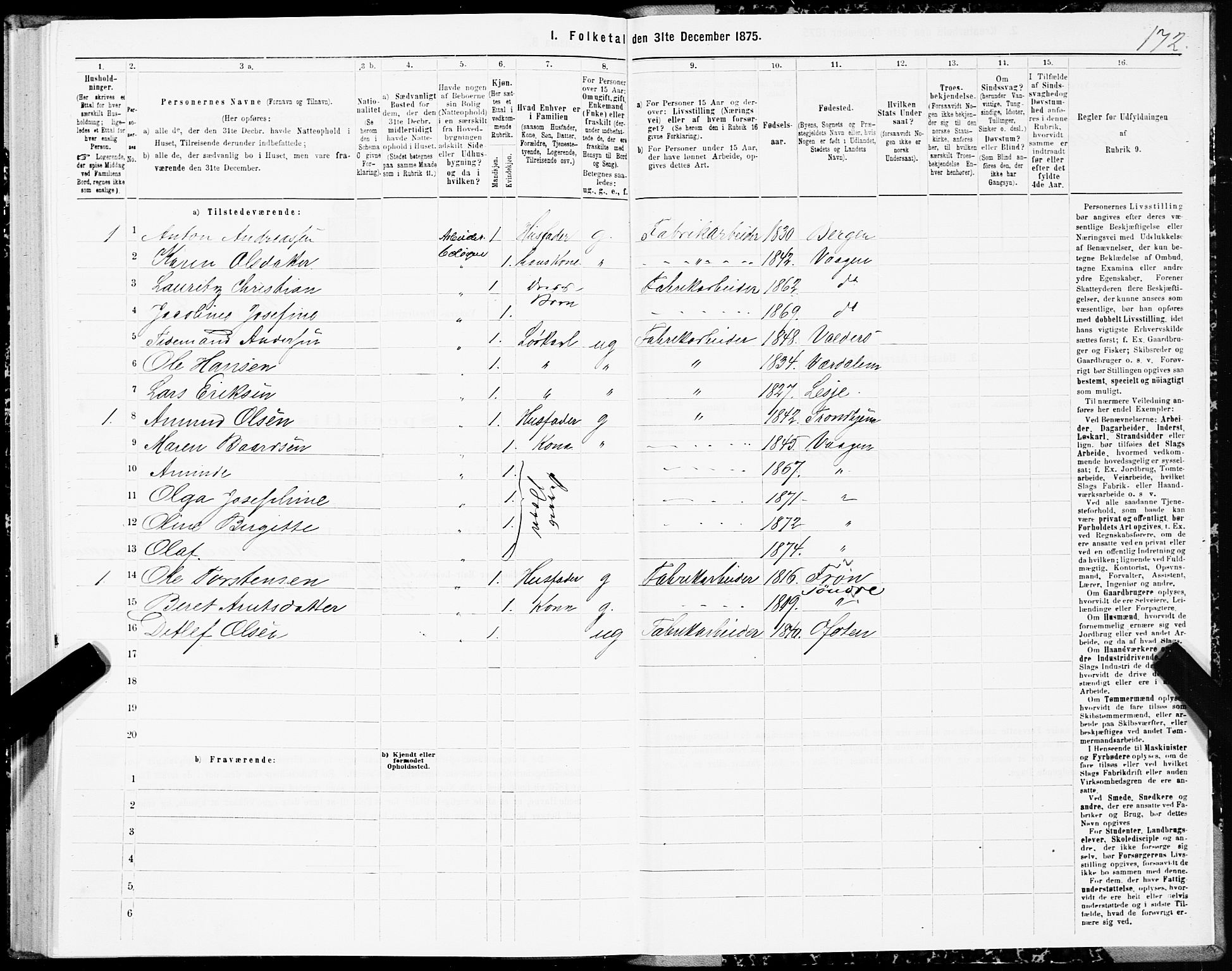 SAT, 1875 census for 1865P Vågan, 1875, p. 2172