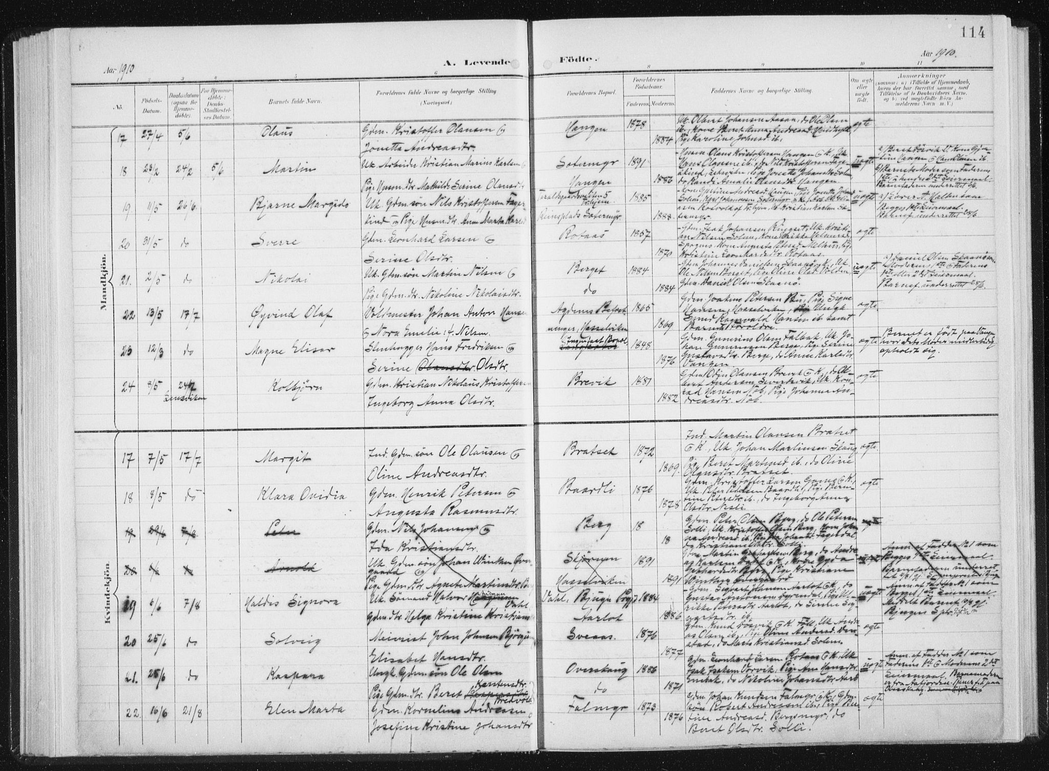 Ministerialprotokoller, klokkerbøker og fødselsregistre - Sør-Trøndelag, SAT/A-1456/647/L0635: Parish register (official) no. 647A02, 1896-1911, p. 114