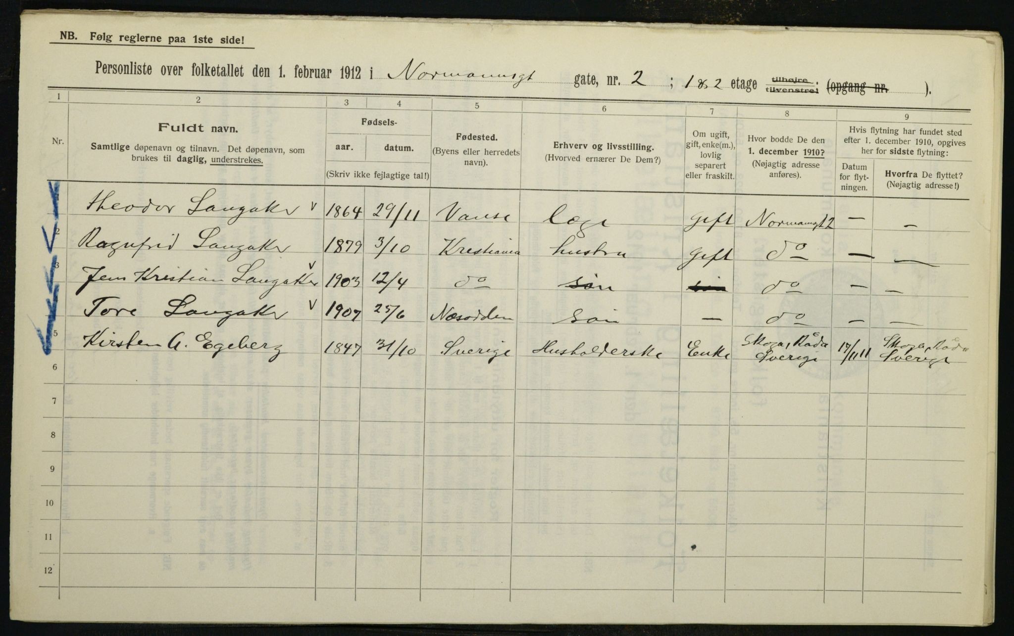 OBA, Municipal Census 1912 for Kristiania, 1912, p. 74103