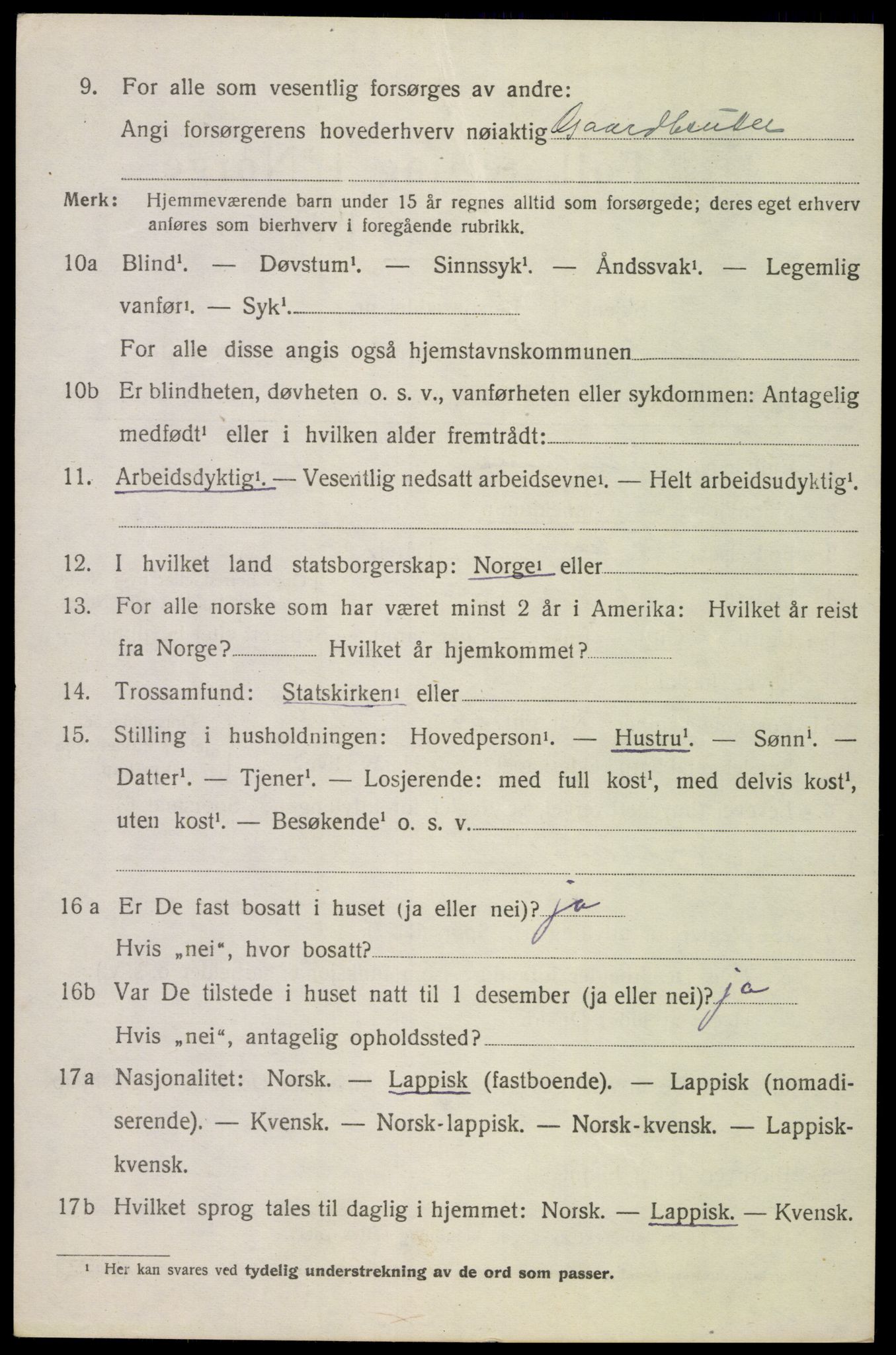 SAT, 1920 census for Ankenes, 1920, p. 2610