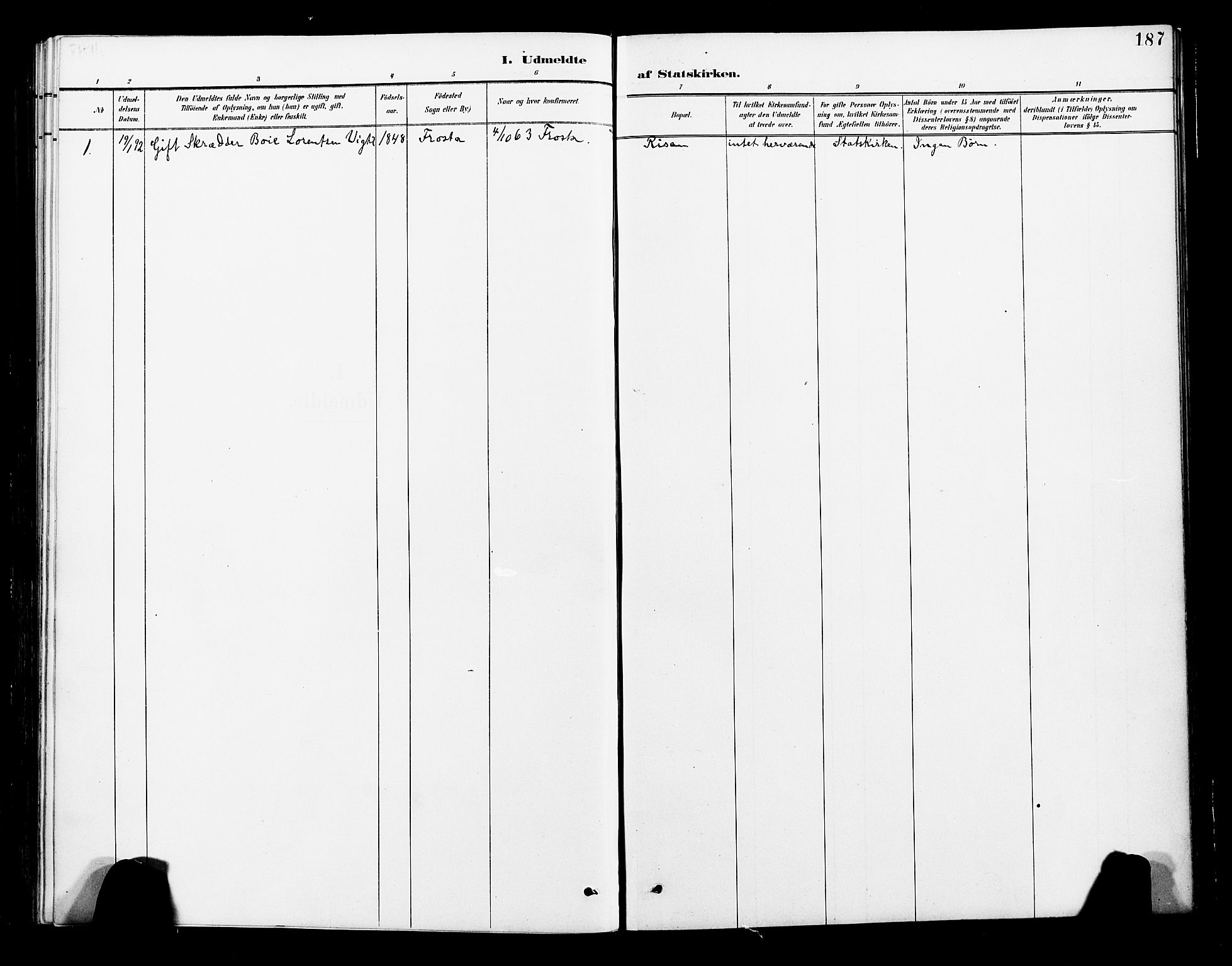 Ministerialprotokoller, klokkerbøker og fødselsregistre - Nord-Trøndelag, SAT/A-1458/713/L0121: Parish register (official) no. 713A10, 1888-1898, p. 187