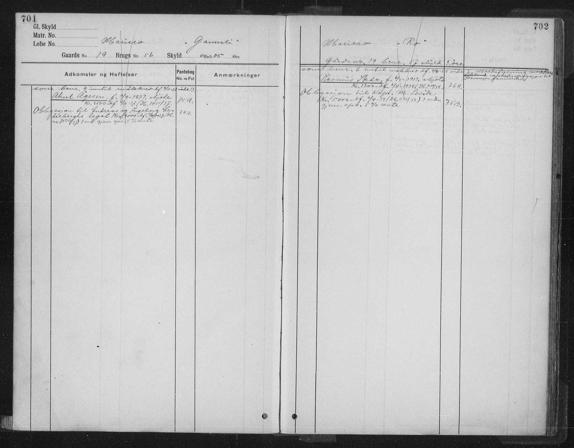 Jæren sorenskriveri, SAST/A-100310/01/4/41/41ABB/L0005: Mortgage register no. 41 ABB5, 1911, p. 701-702