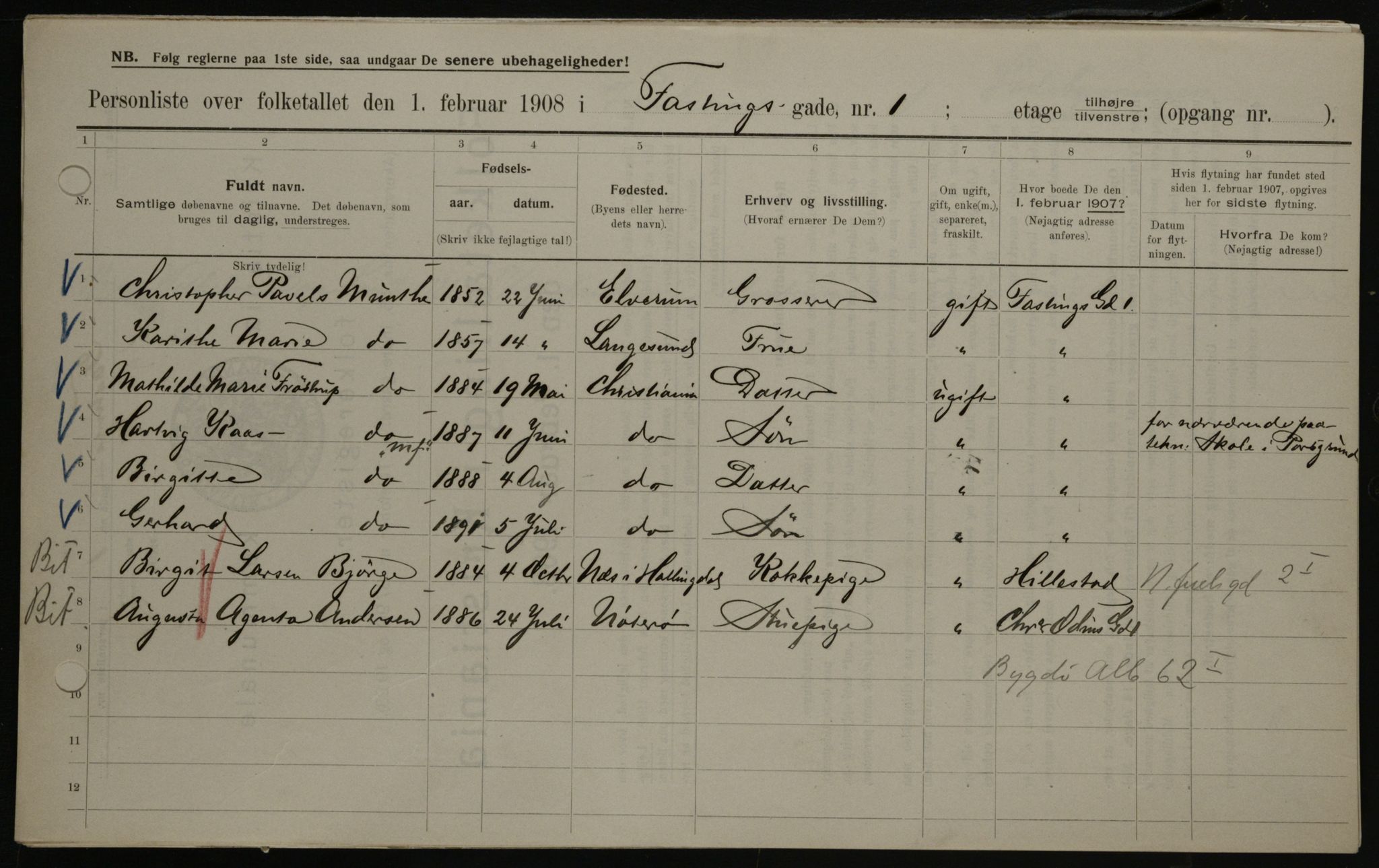 OBA, Municipal Census 1908 for Kristiania, 1908, p. 21453