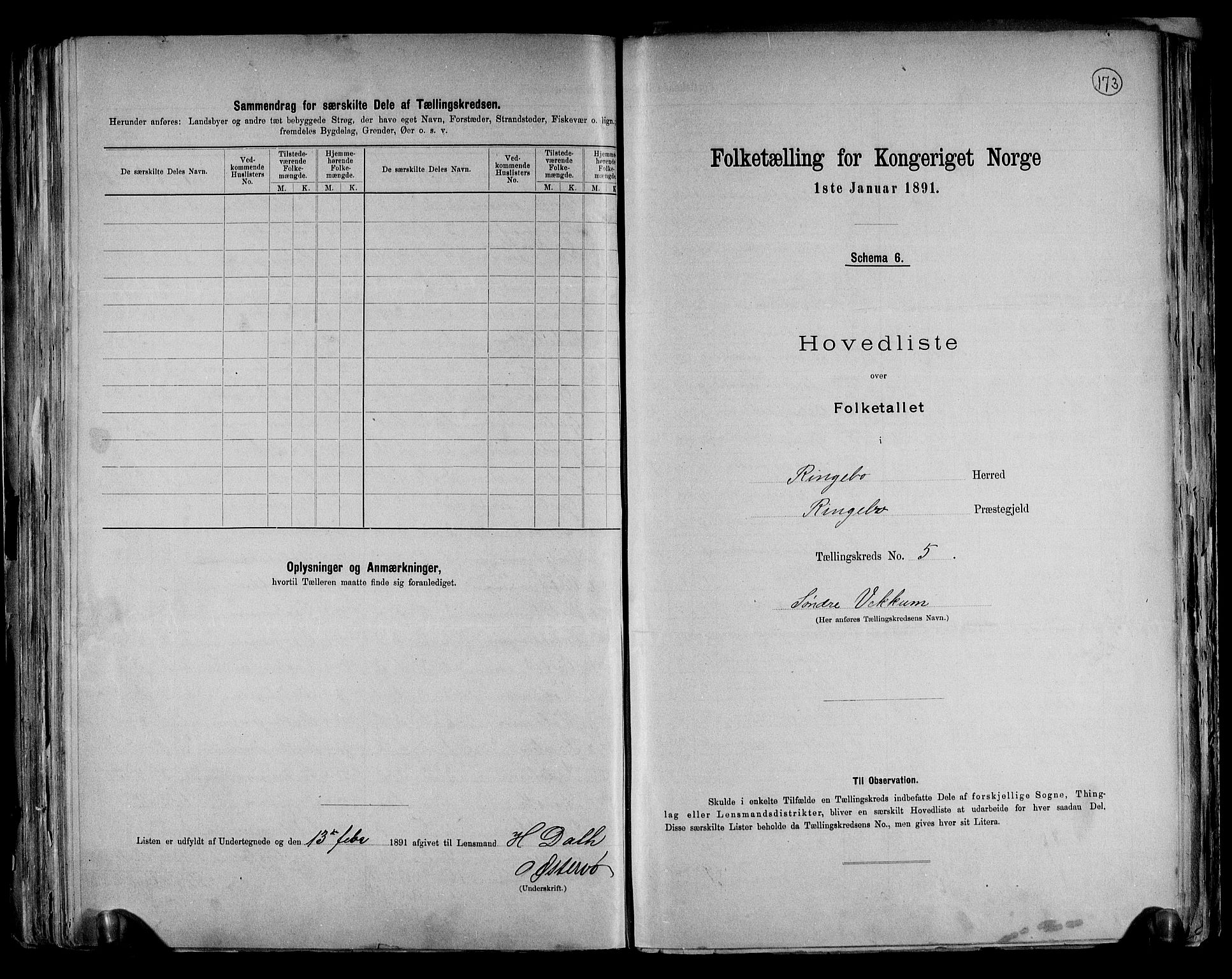 RA, 1891 census for 0520 Ringebu, 1891, p. 15