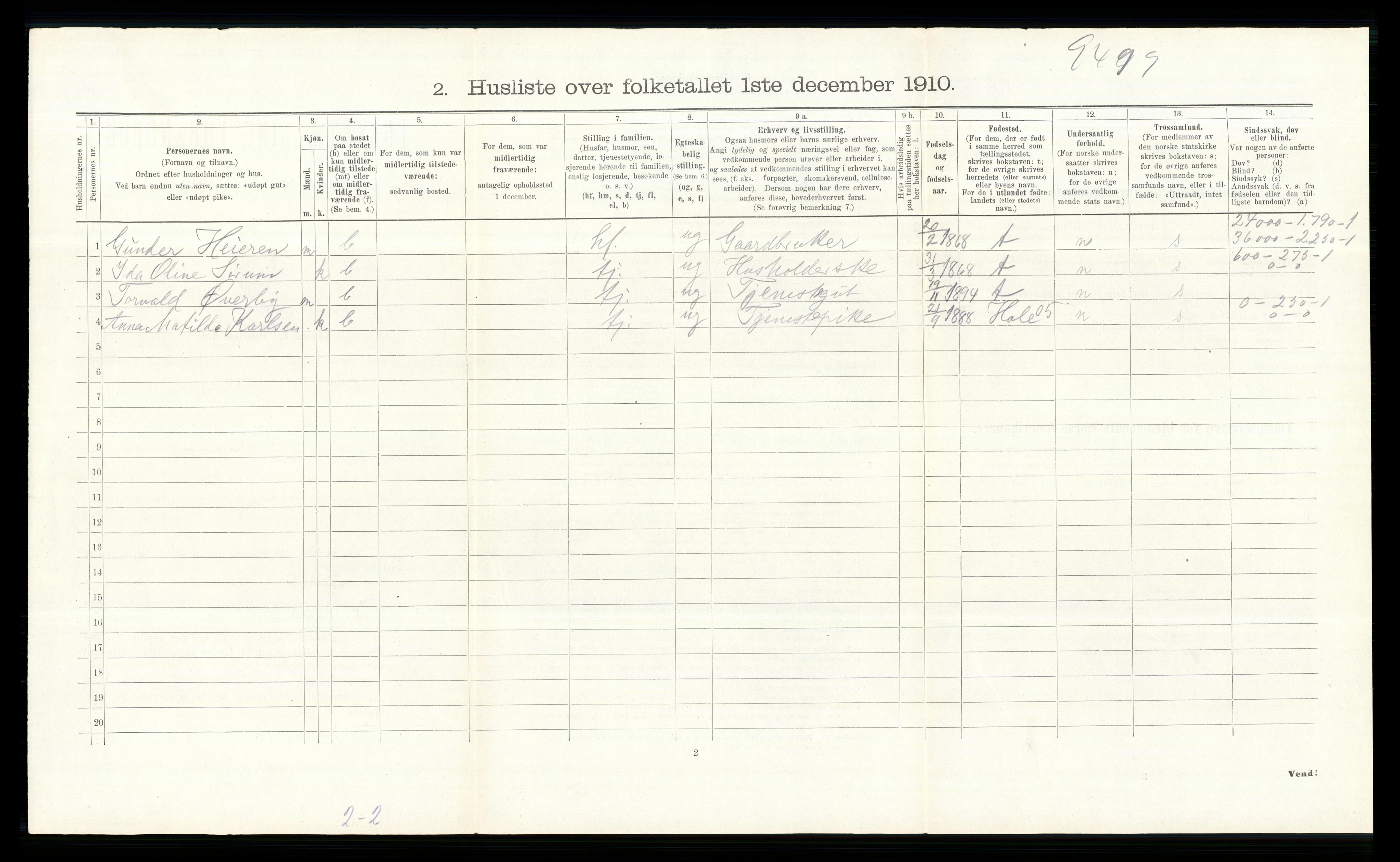 RA, 1910 census for Norderhov, 1910, p. 1217