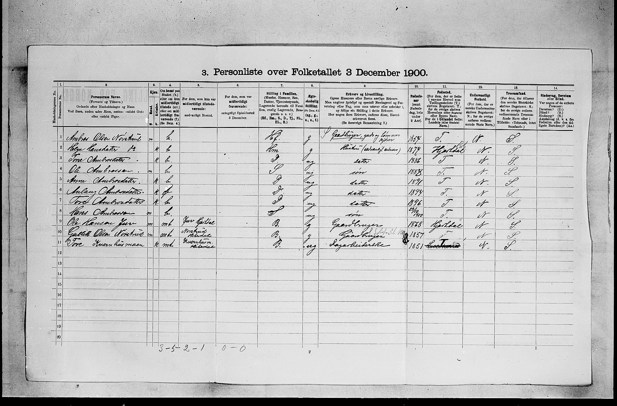 SAKO, 1900 census for Heddal, 1900, p. 197