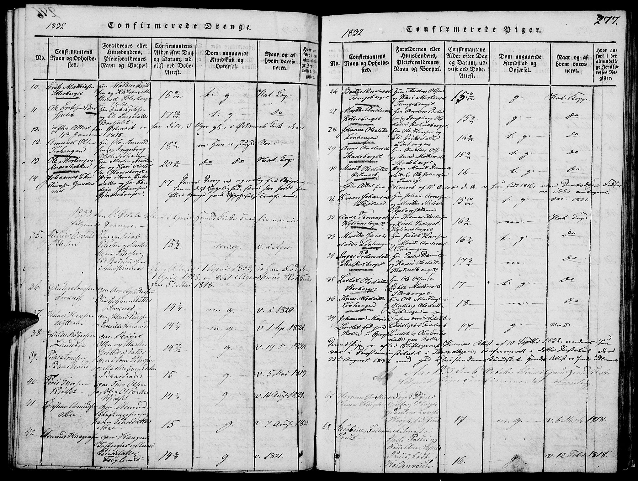 Grue prestekontor, SAH/PREST-036/H/Ha/Hab/L0002: Parish register (copy) no. 2, 1815-1841, p. 277