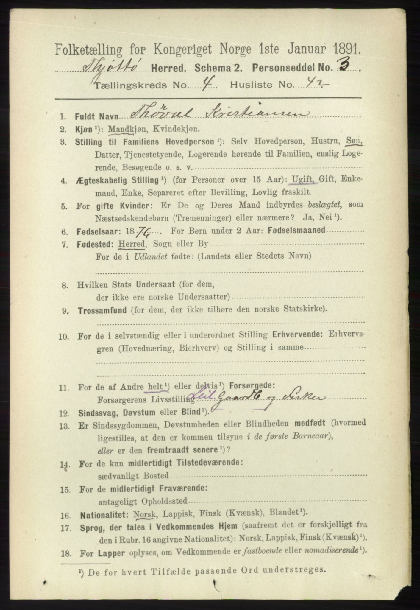 RA, 1891 census for 1817 Tjøtta, 1891, p. 2043