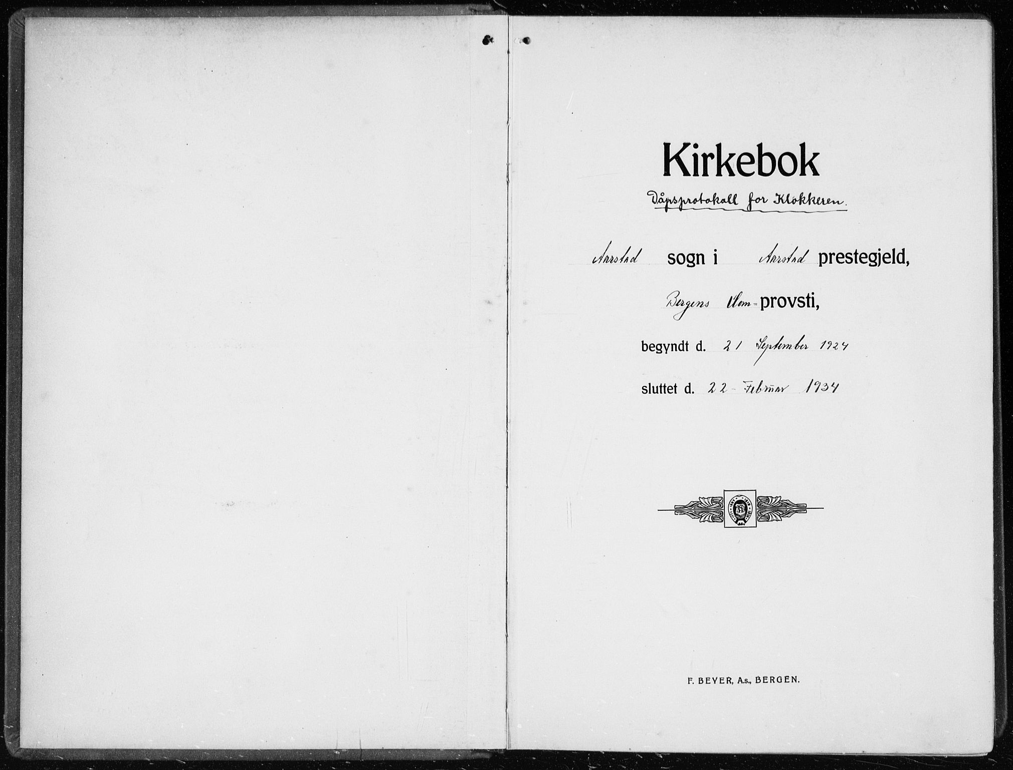 Årstad Sokneprestembete, SAB/A-79301/H/Hab/L0005: Parish register (copy) no. A 5, 1924-1934