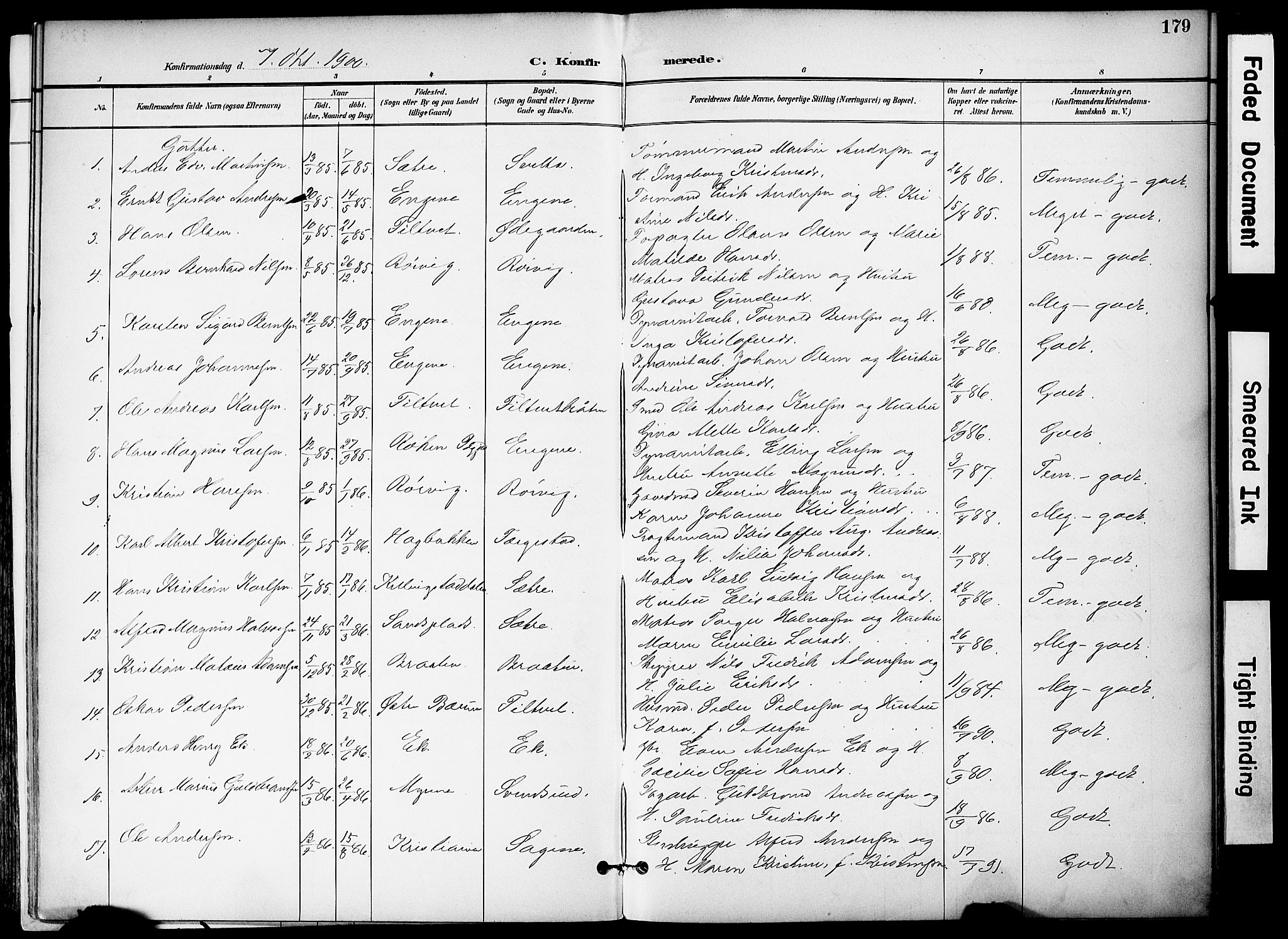 Hurum kirkebøker, SAKO/A-229/F/Fa/L0015: Parish register (official) no. 15, 1896-1908, p. 179